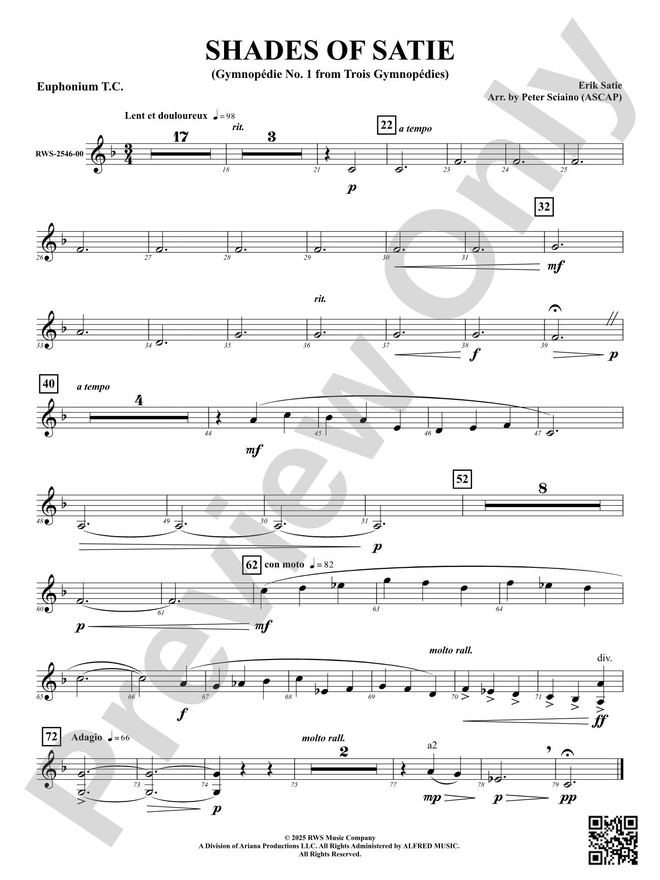 Shades Of Satie (Gymnopédie No. 1 from Trois Gymnopédies): Euphonium T.C.