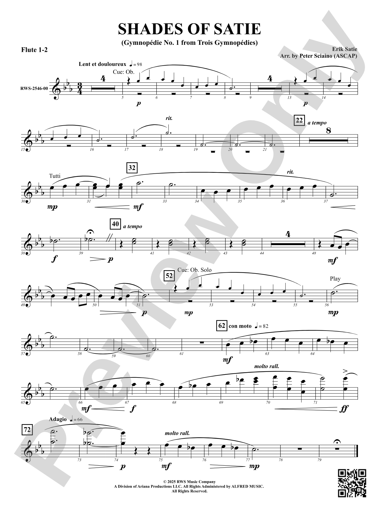 Shades Of Satie (Gymnopédie No. 1 from Trois Gymnopédies): 1st & 2nd Flute