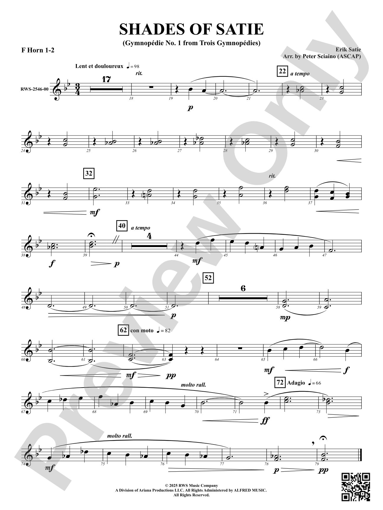 Shades Of Satie (Gymnopédie No. 1 from Trois Gymnopédies): 1st & 2nd F Horn