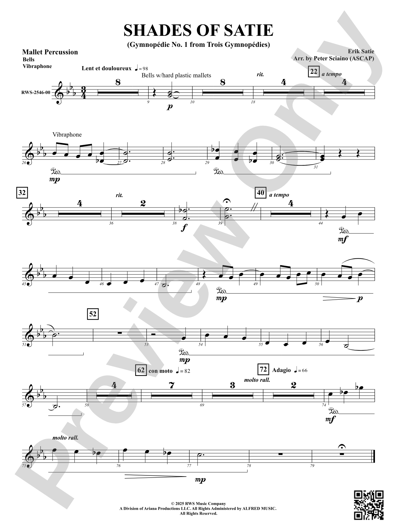 Shades Of Satie (Gymnopédie No. 1 from Trois Gymnopédies): Mallet Percussion
