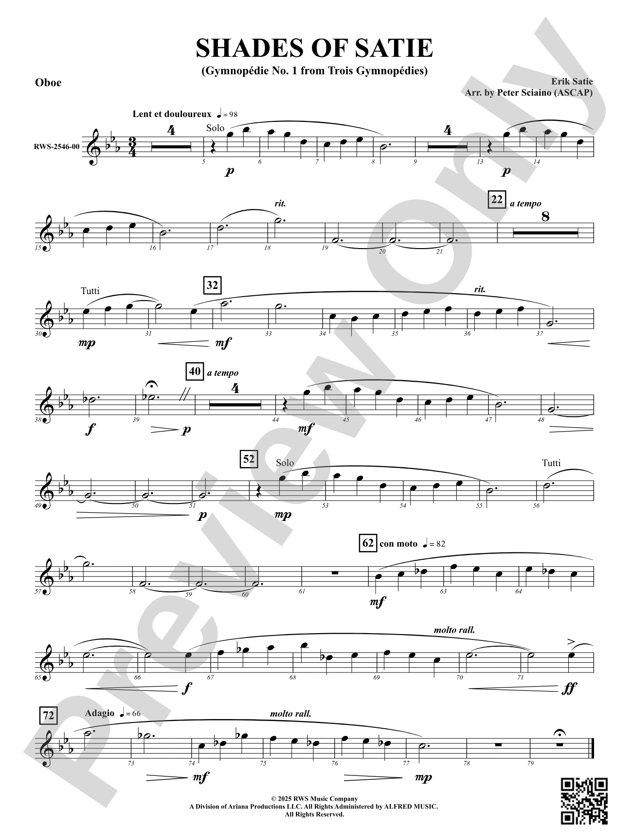 Shades Of Satie (Gymnopédie No. 1 from Trois Gymnopédies): Oboe
