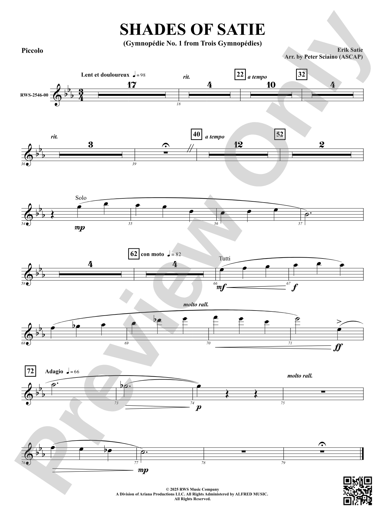Shades Of Satie (Gymnopédie No. 1 from Trois Gymnopédies): Piccolo
