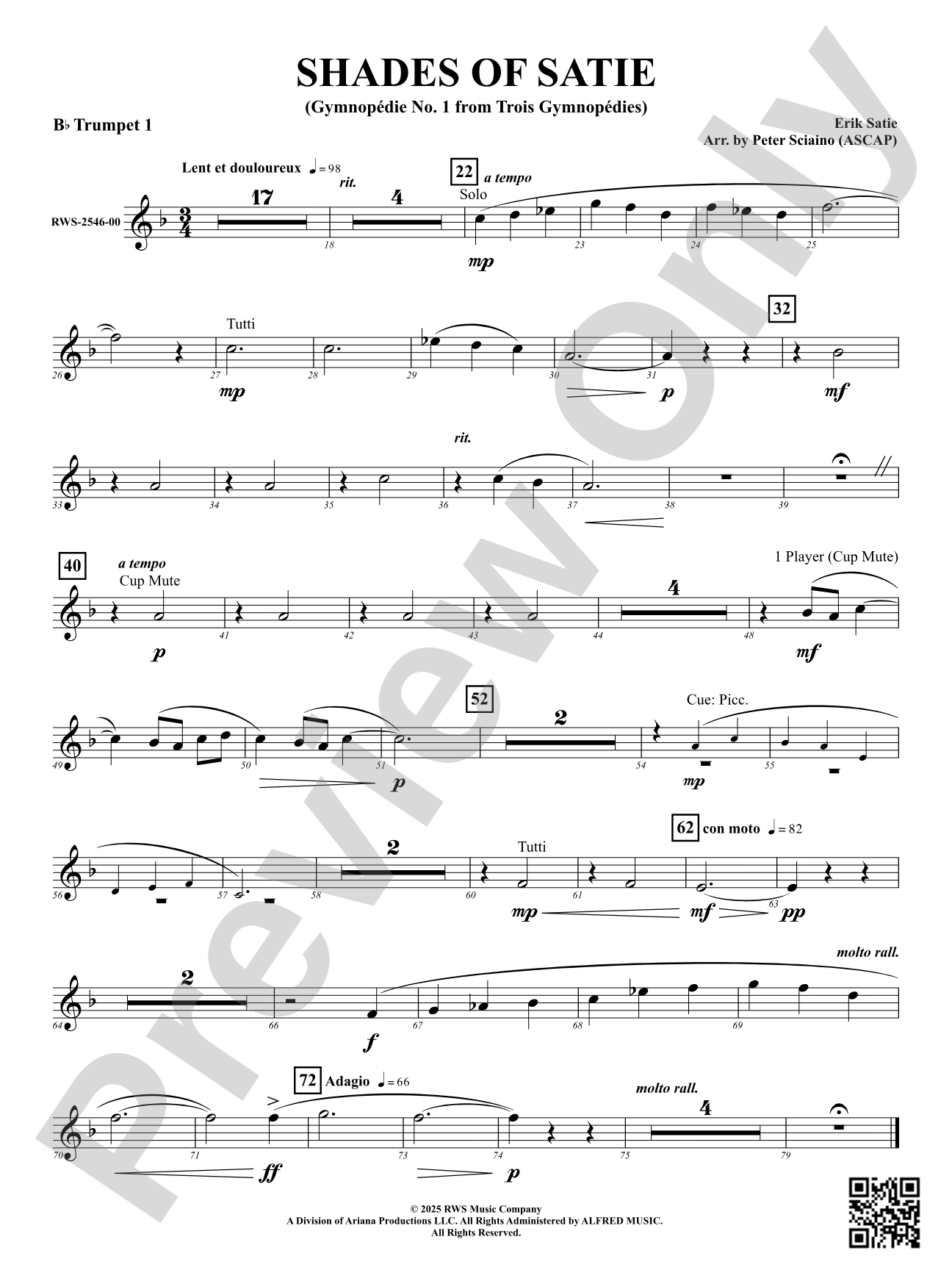 Shades Of Satie (Gymnopédie No. 1 from Trois Gymnopédies): 1st B-flat Trumpet