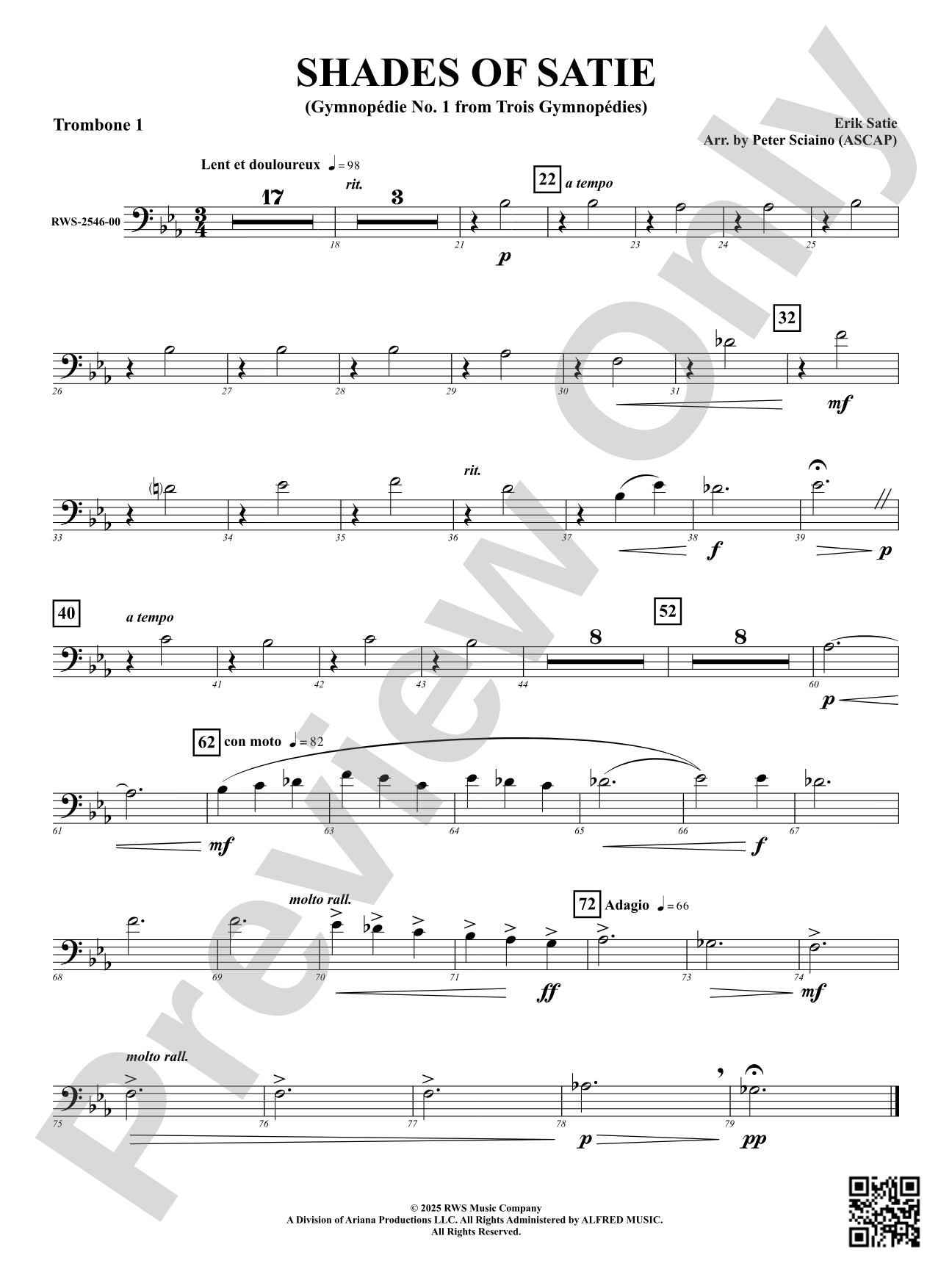 Shades Of Satie (Gymnopédie No. 1 from Trois Gymnopédies): 1st Trombone