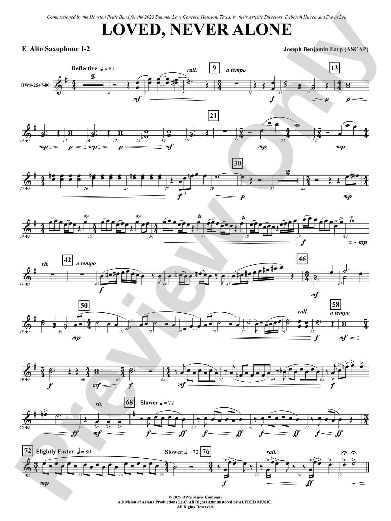 Loved, Never Alone: 1st & 2nd E-flat Alto Saxophone