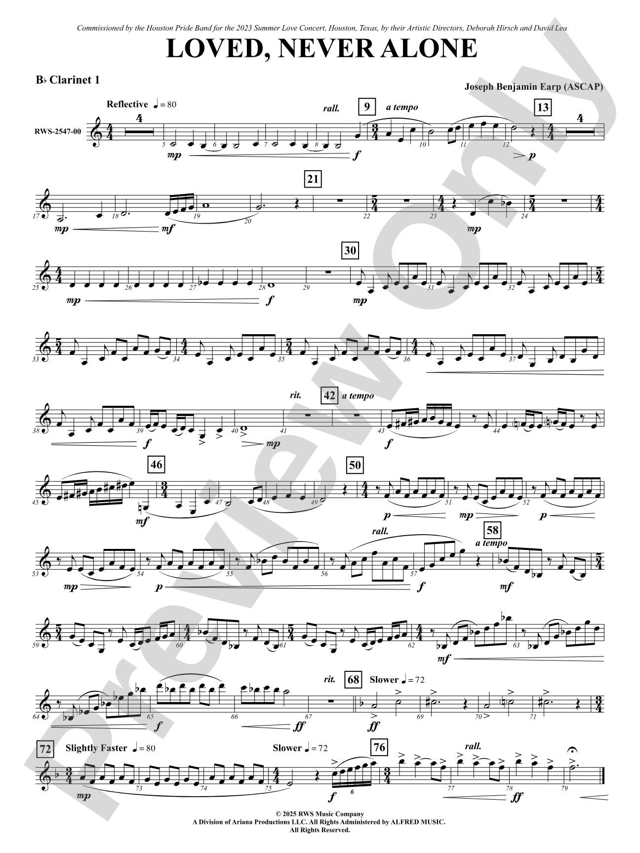 Loved, Never Alone: 1st B-flat Clarinet