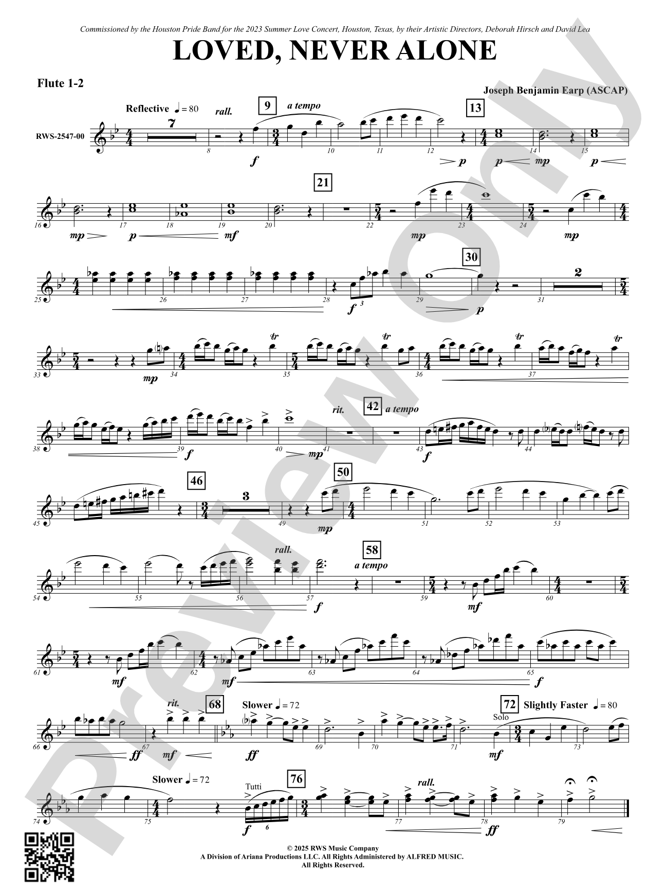 Loved, Never Alone: 1st & 2nd Flute