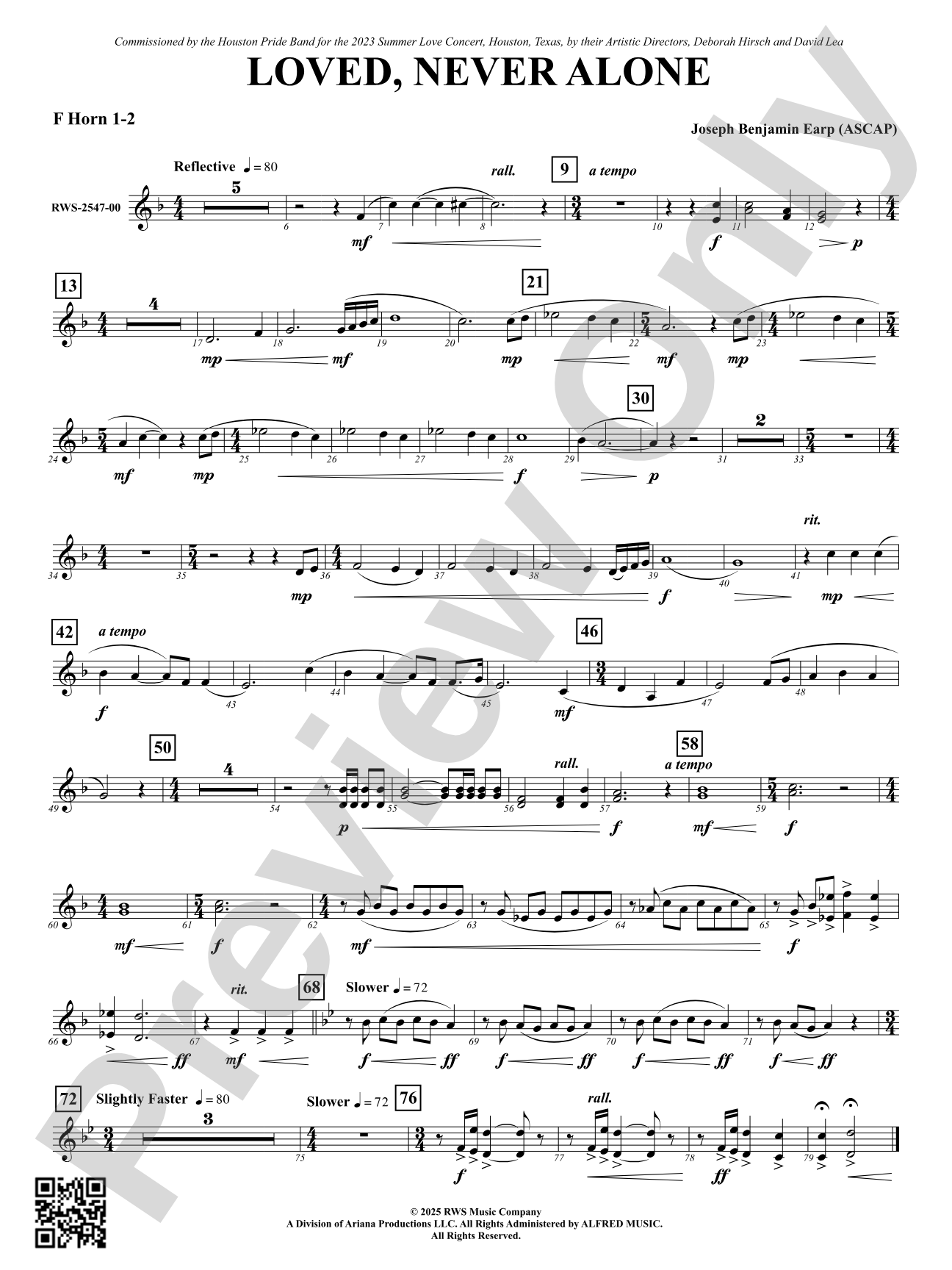 Loved, Never Alone: 1st & 2nd F Horn