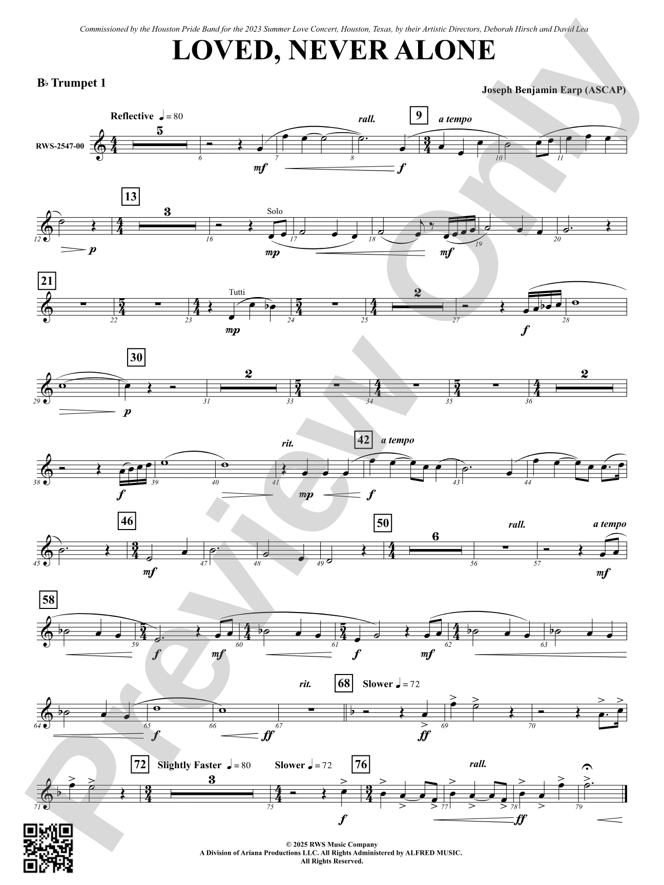 Loved, Never Alone: 1st B-flat Trumpet