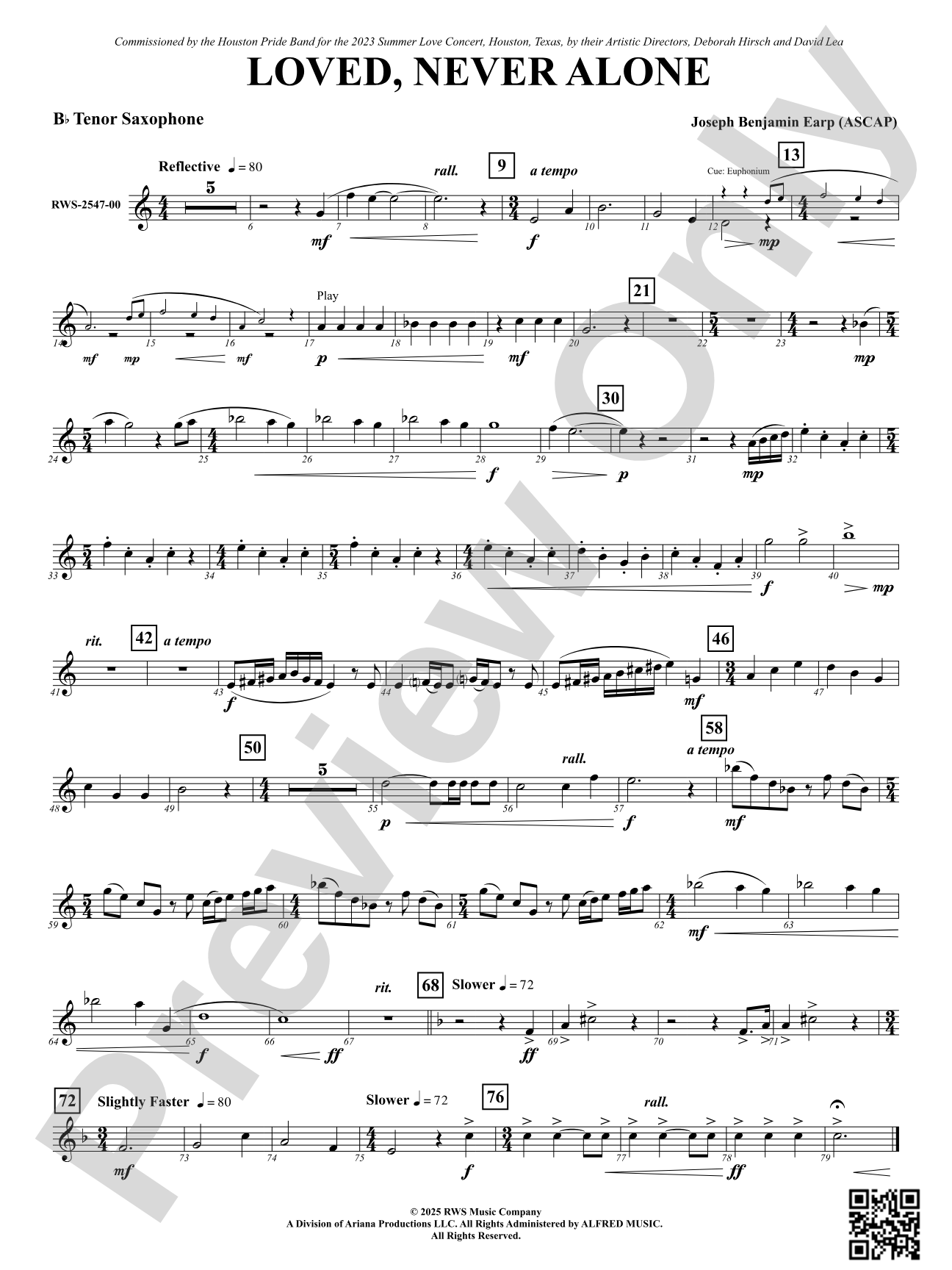 Loved, Never Alone: B-flat Tenor Saxophone