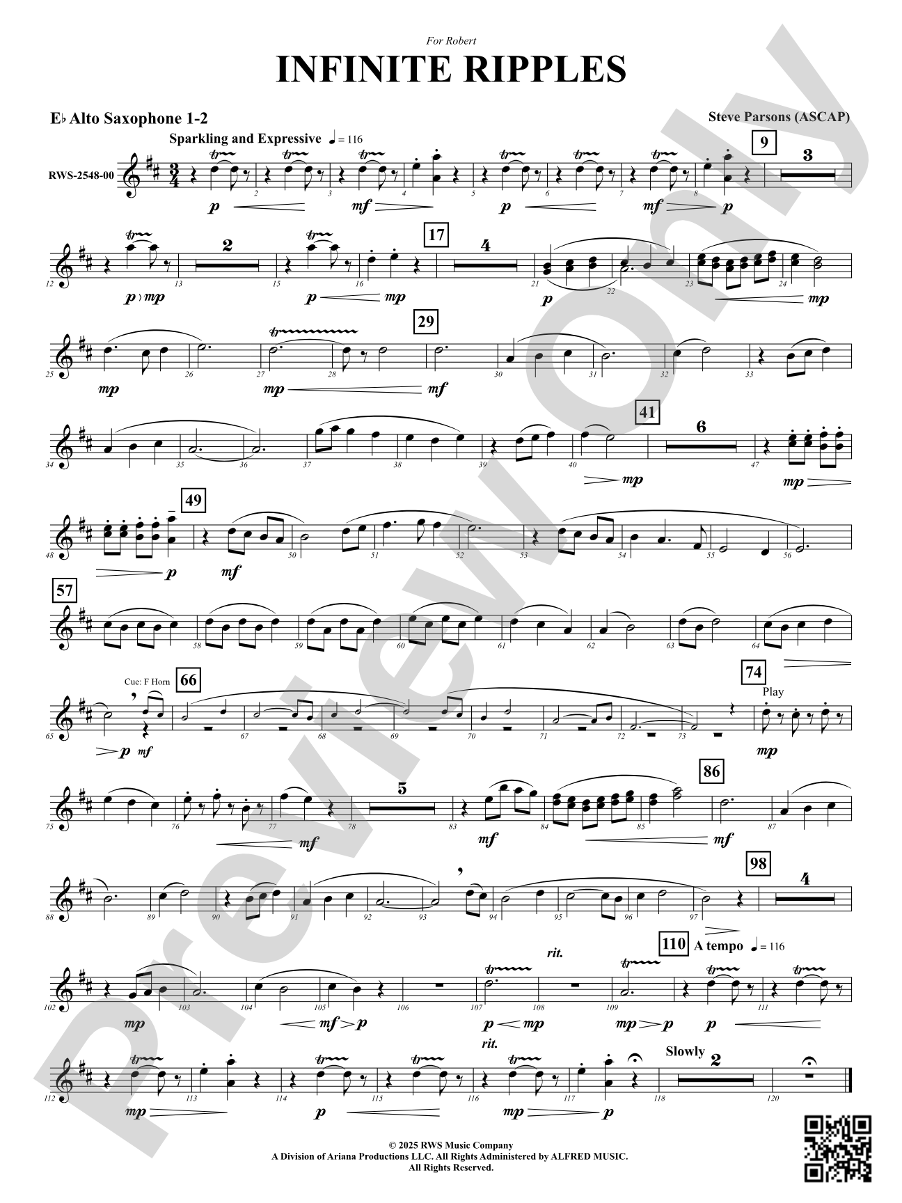 Infinite Ripples: 1st & 2nd E-flat Alto Saxophone