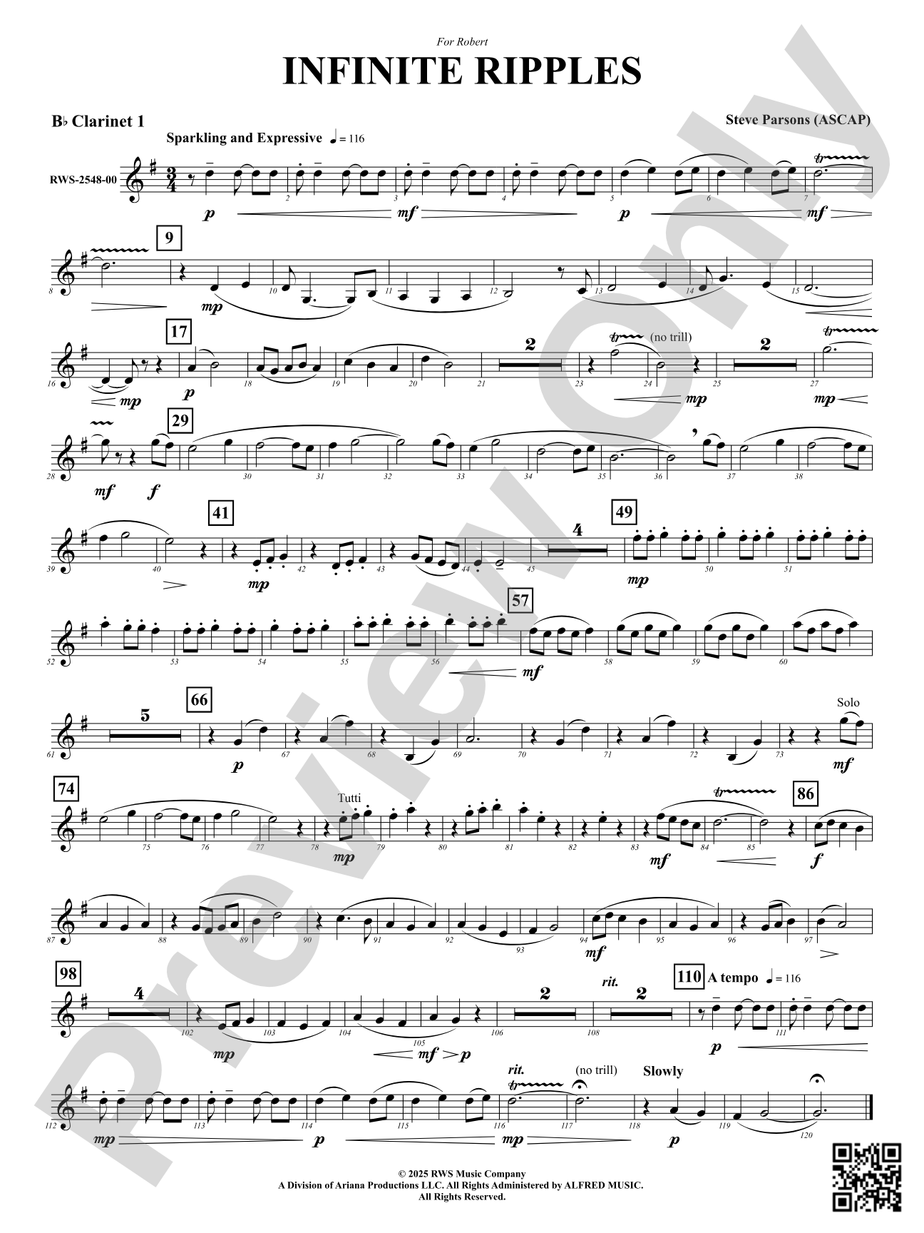 Infinite Ripples: 1st B-flat Clarinet