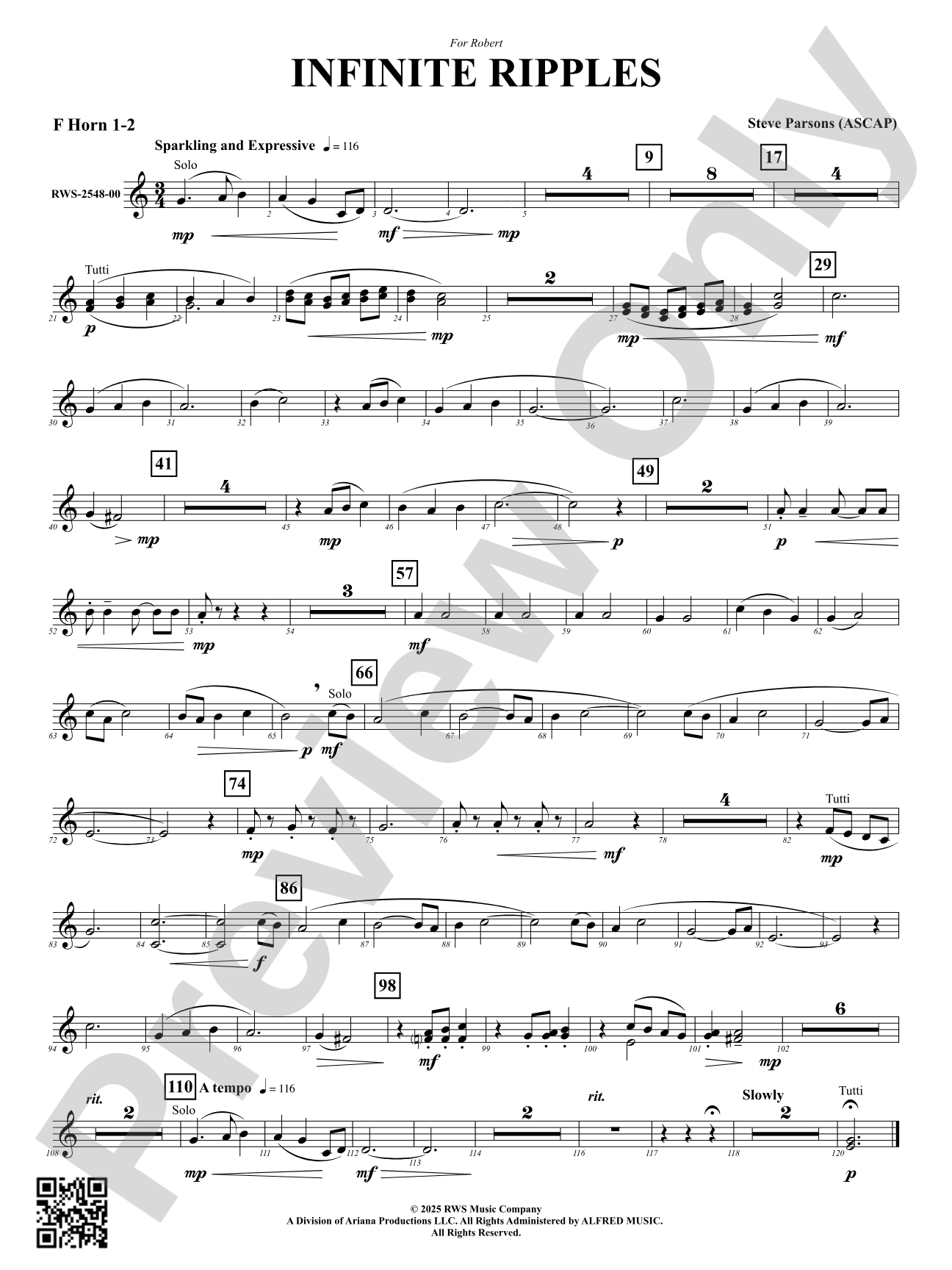Infinite Ripples: 1st & 2nd F Horn