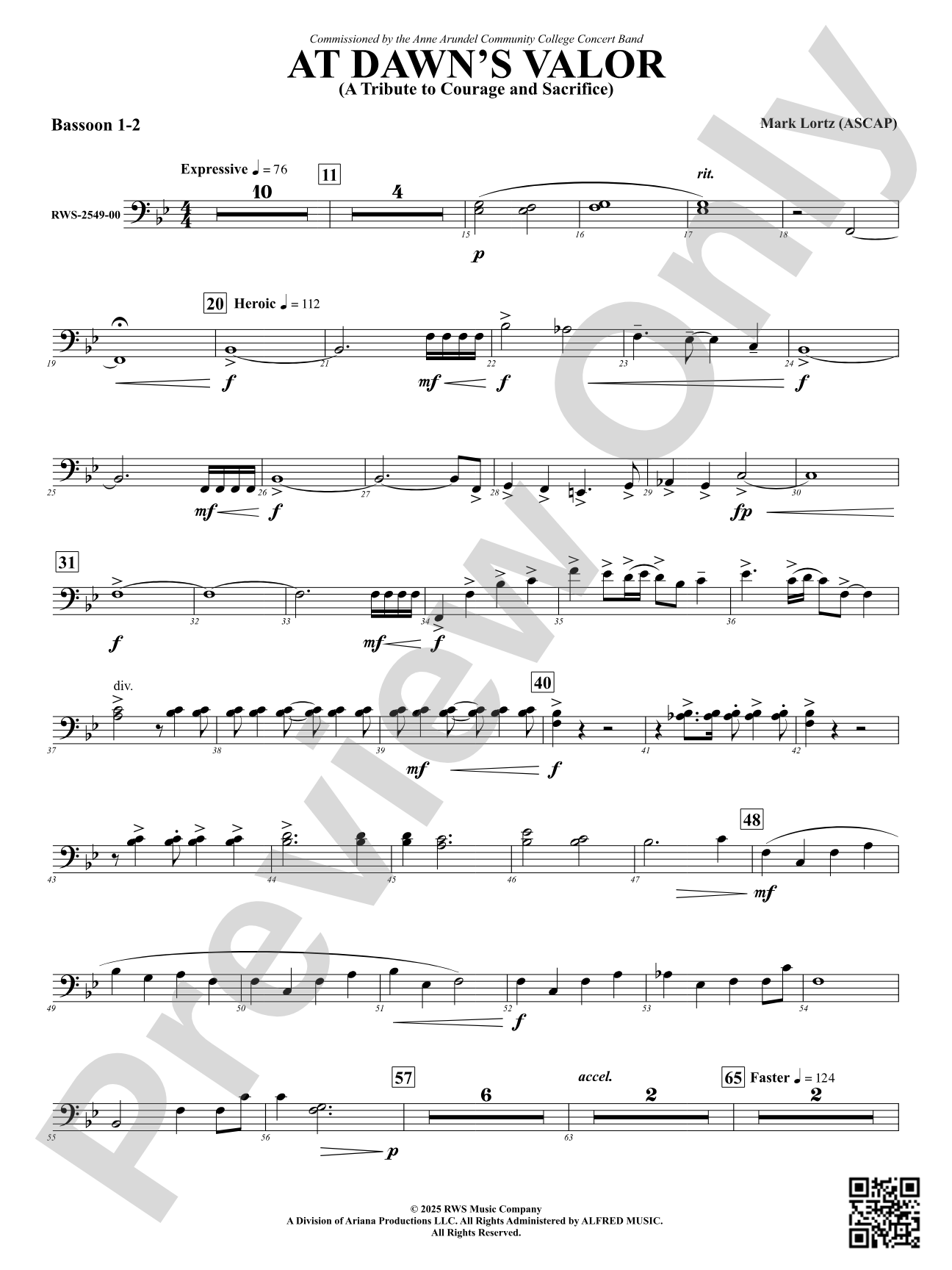 At Dawn's Valor (A Tribute to Courage and Sacrifice): 1st & 2nd Bassoon