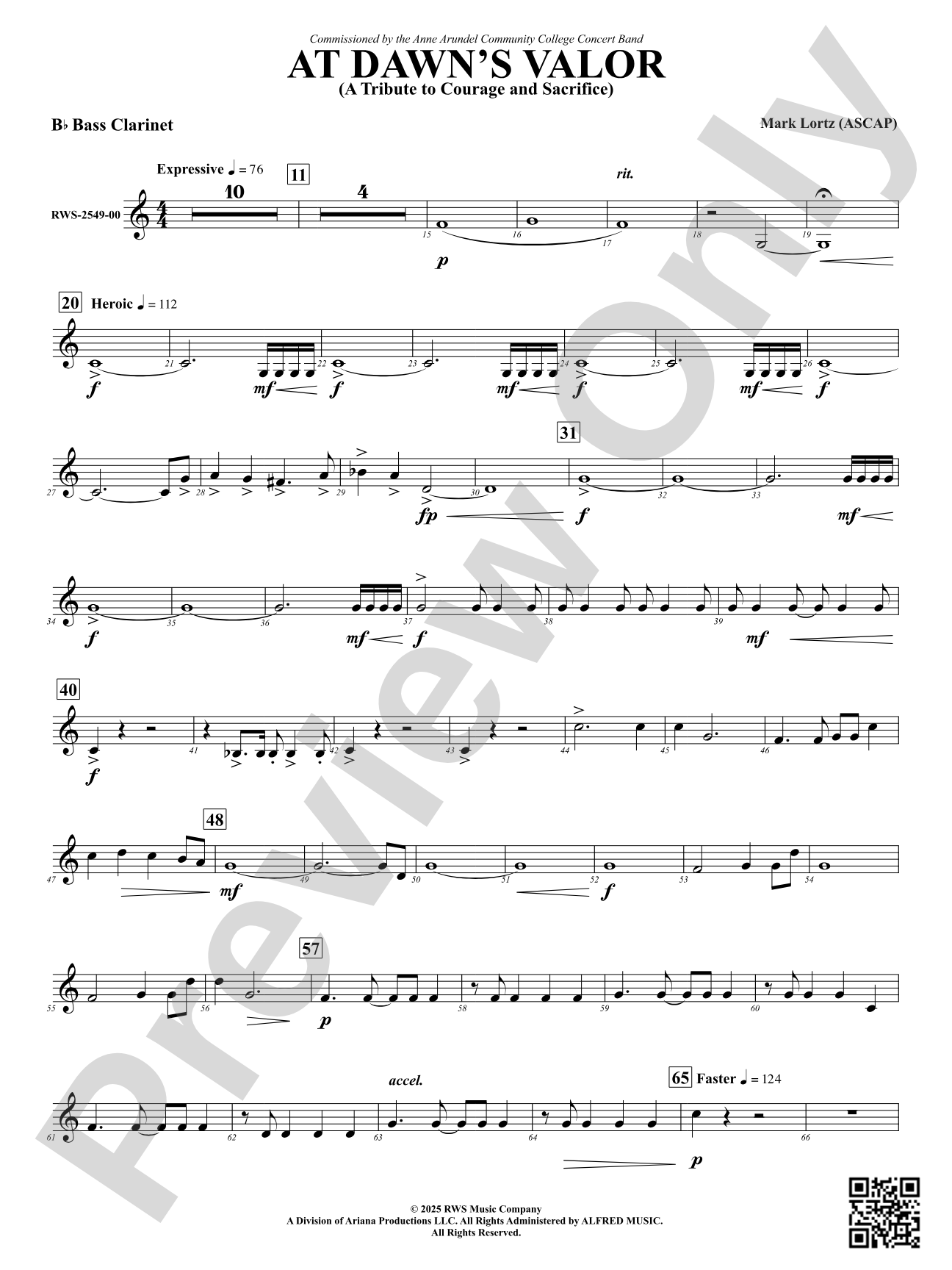At Dawn's Valor (A Tribute to Courage and Sacrifice): B-flat Bass Clarinet