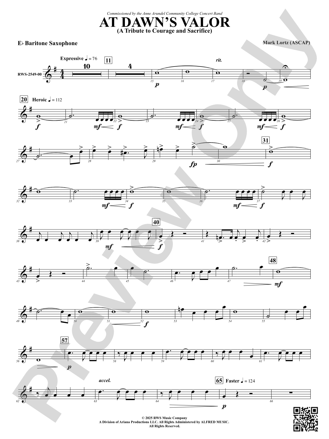 At Dawn's Valor (A Tribute to Courage and Sacrifice): E-flat Baritone Saxophone