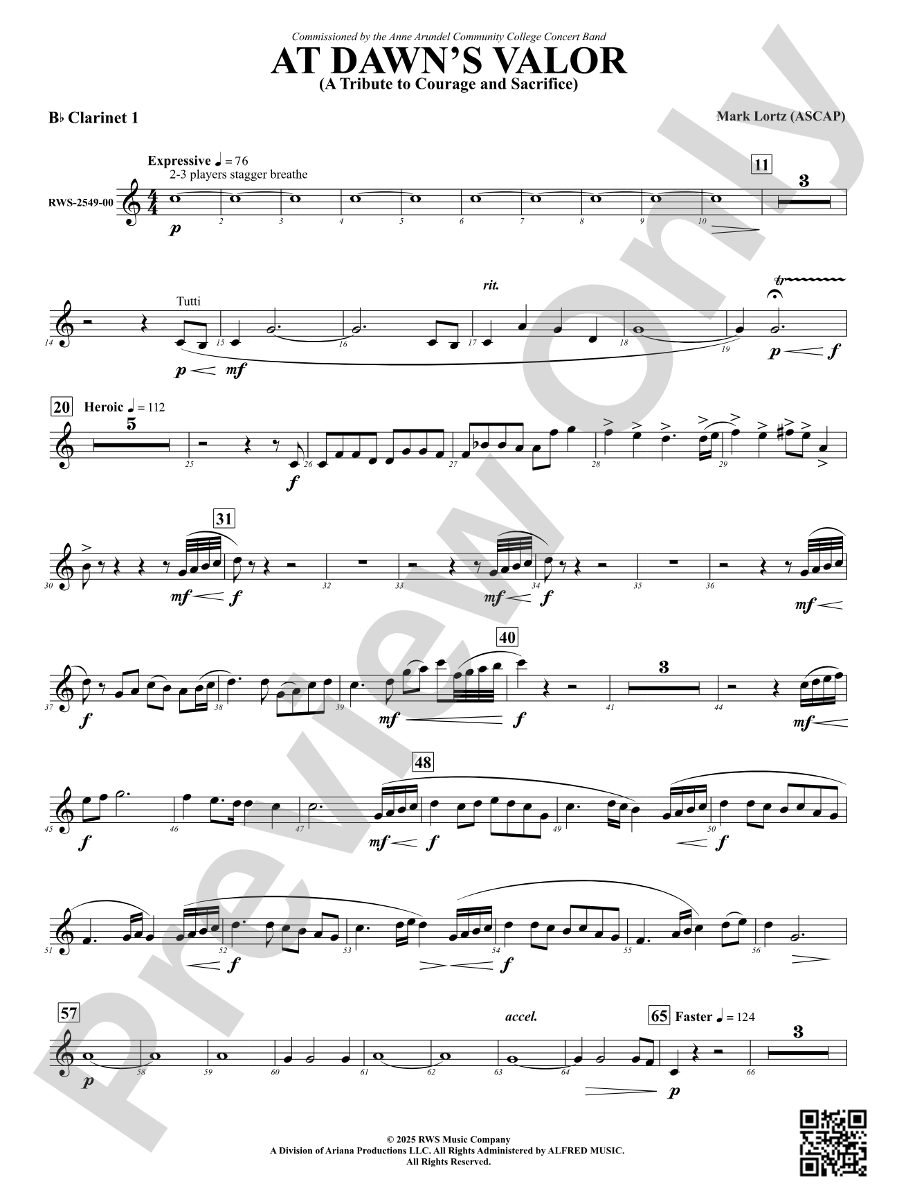 At Dawn's Valor (A Tribute to Courage and Sacrifice): 1st B-flat Clarinet