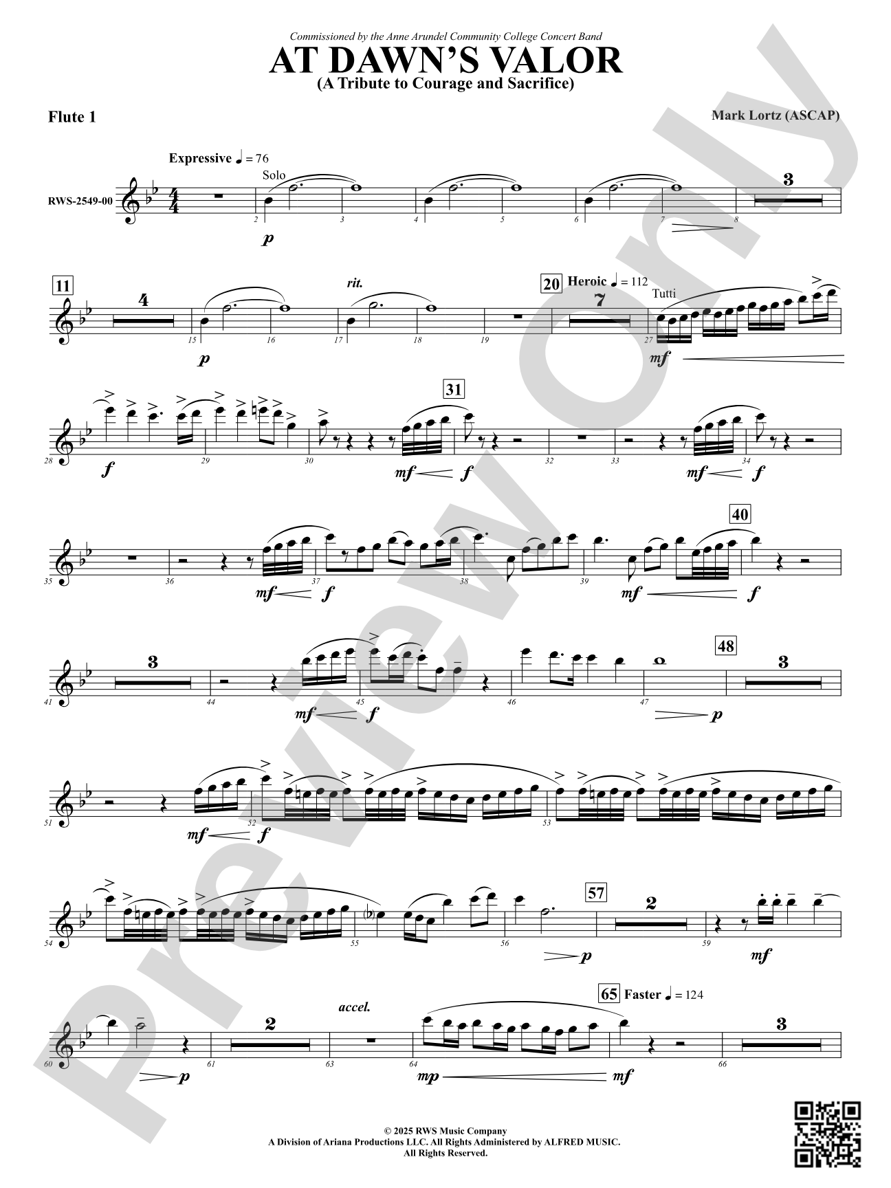 At Dawn's Valor (A Tribute to Courage and Sacrifice): 1st Flute