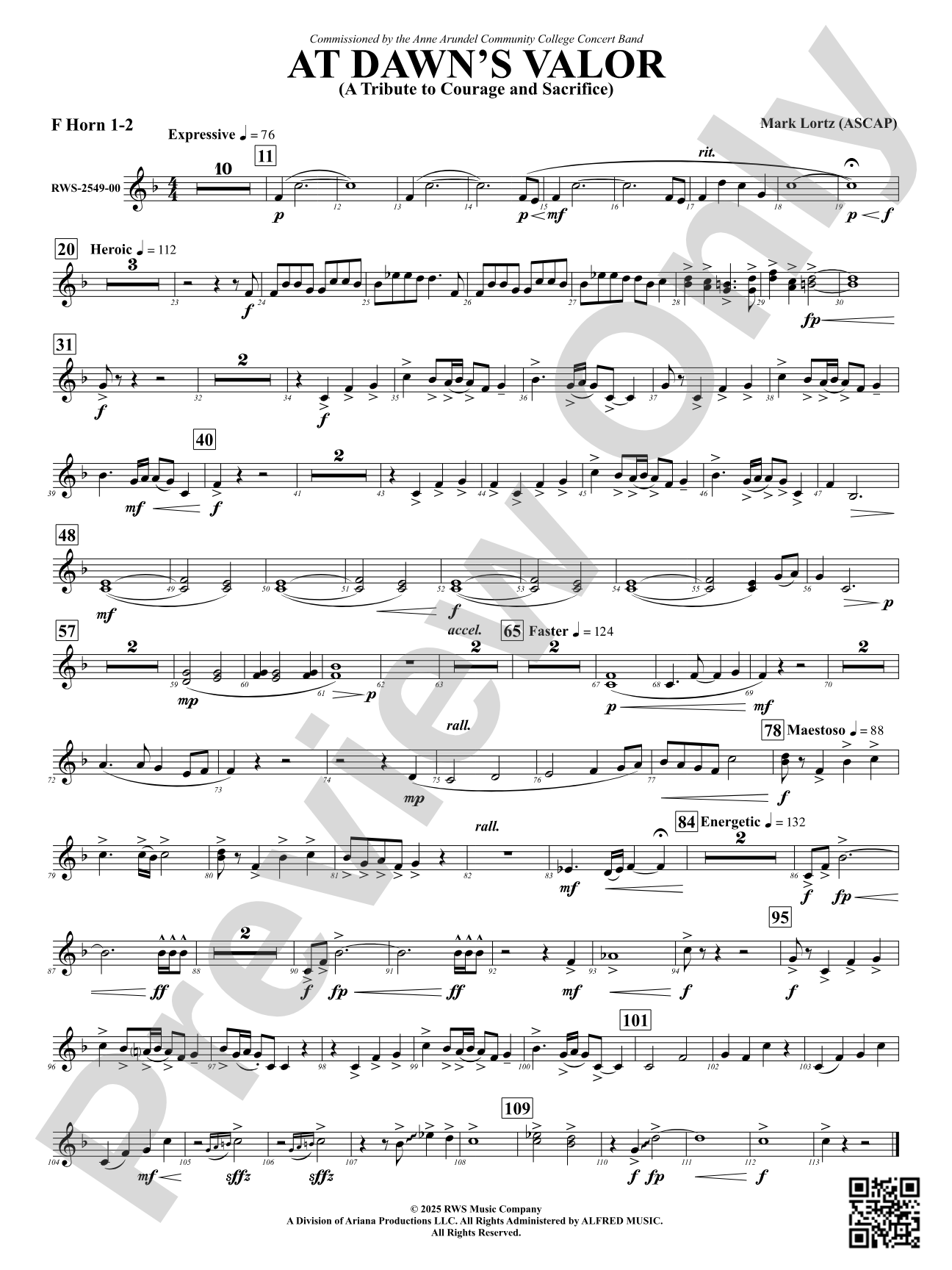 At Dawn's Valor (A Tribute to Courage and Sacrifice): 1st & 2nd F Horn