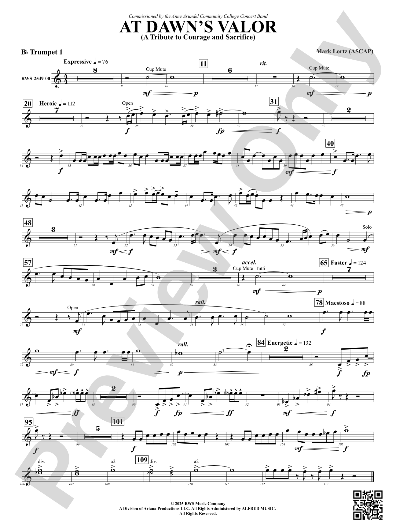At Dawn's Valor (A Tribute to Courage and Sacrifice): 1st B-flat Trumpet