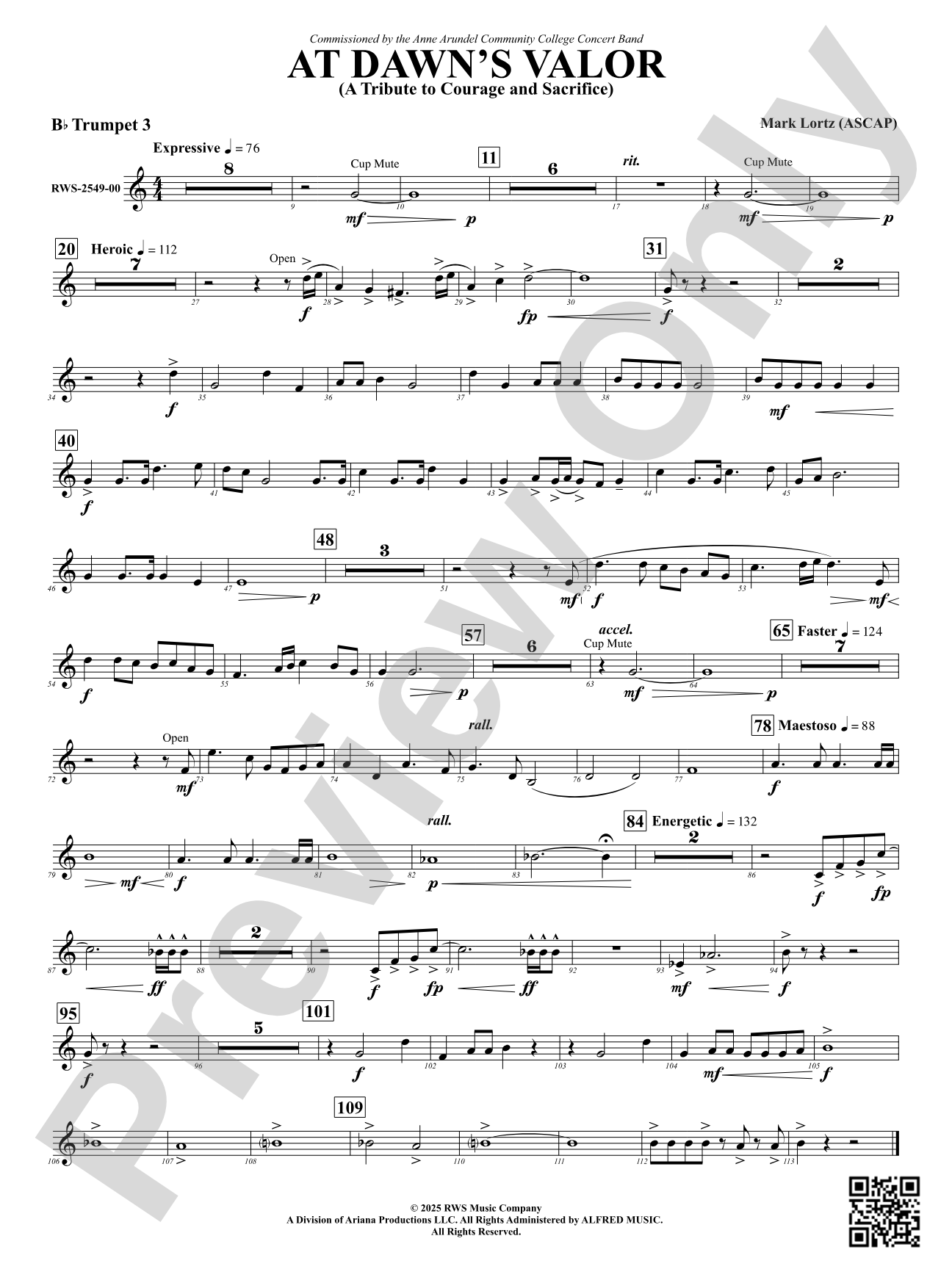 At Dawn's Valor (A Tribute to Courage and Sacrifice): 3rd B-flat Trumpet