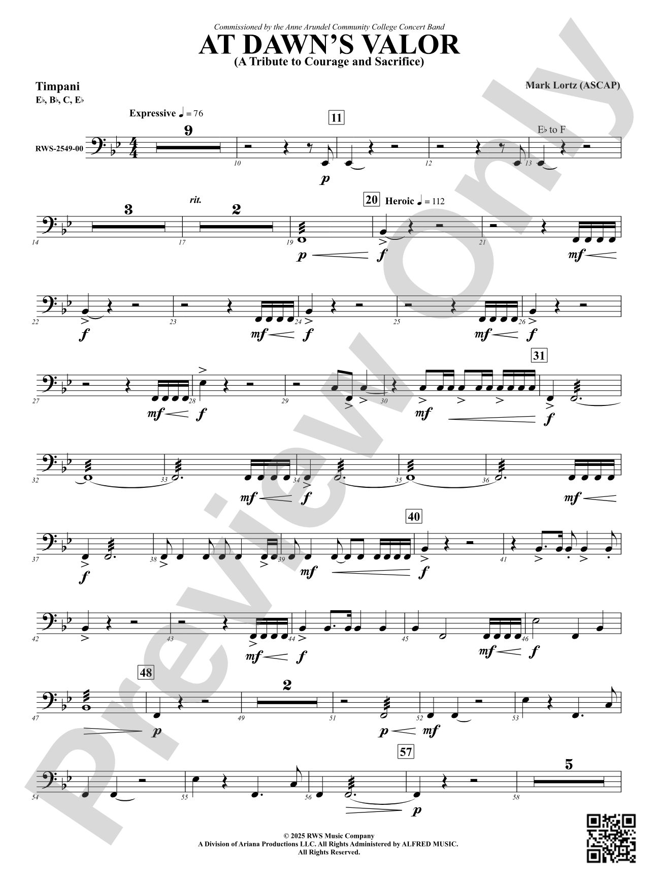 At Dawn's Valor (A Tribute to Courage and Sacrifice): Timpani