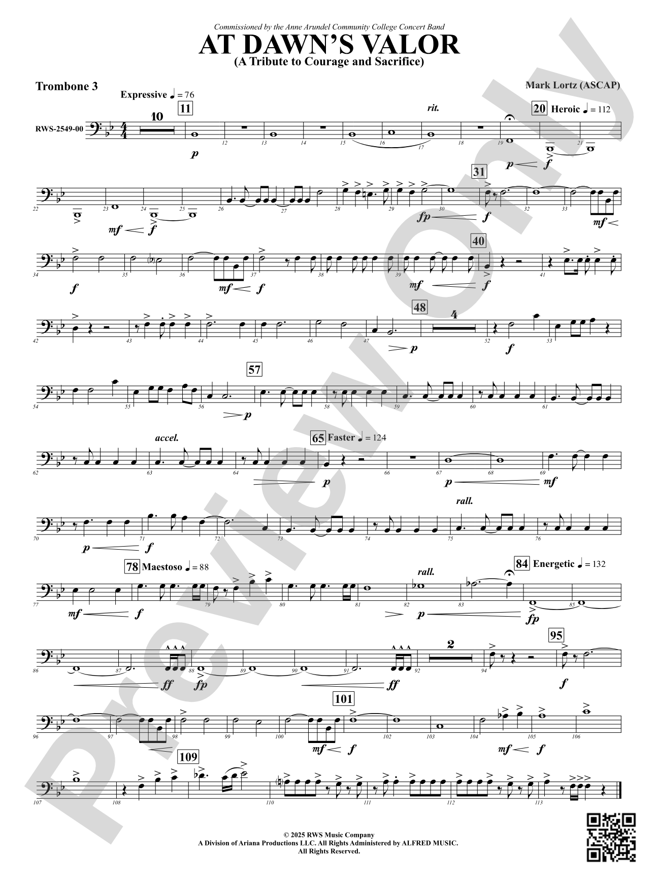 At Dawn's Valor (A Tribute to Courage and Sacrifice): 3rd Trombone