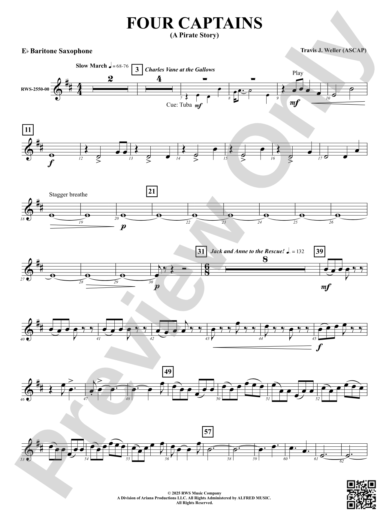 Four Captains (A Pirate Story): E-flat Baritone Saxophone