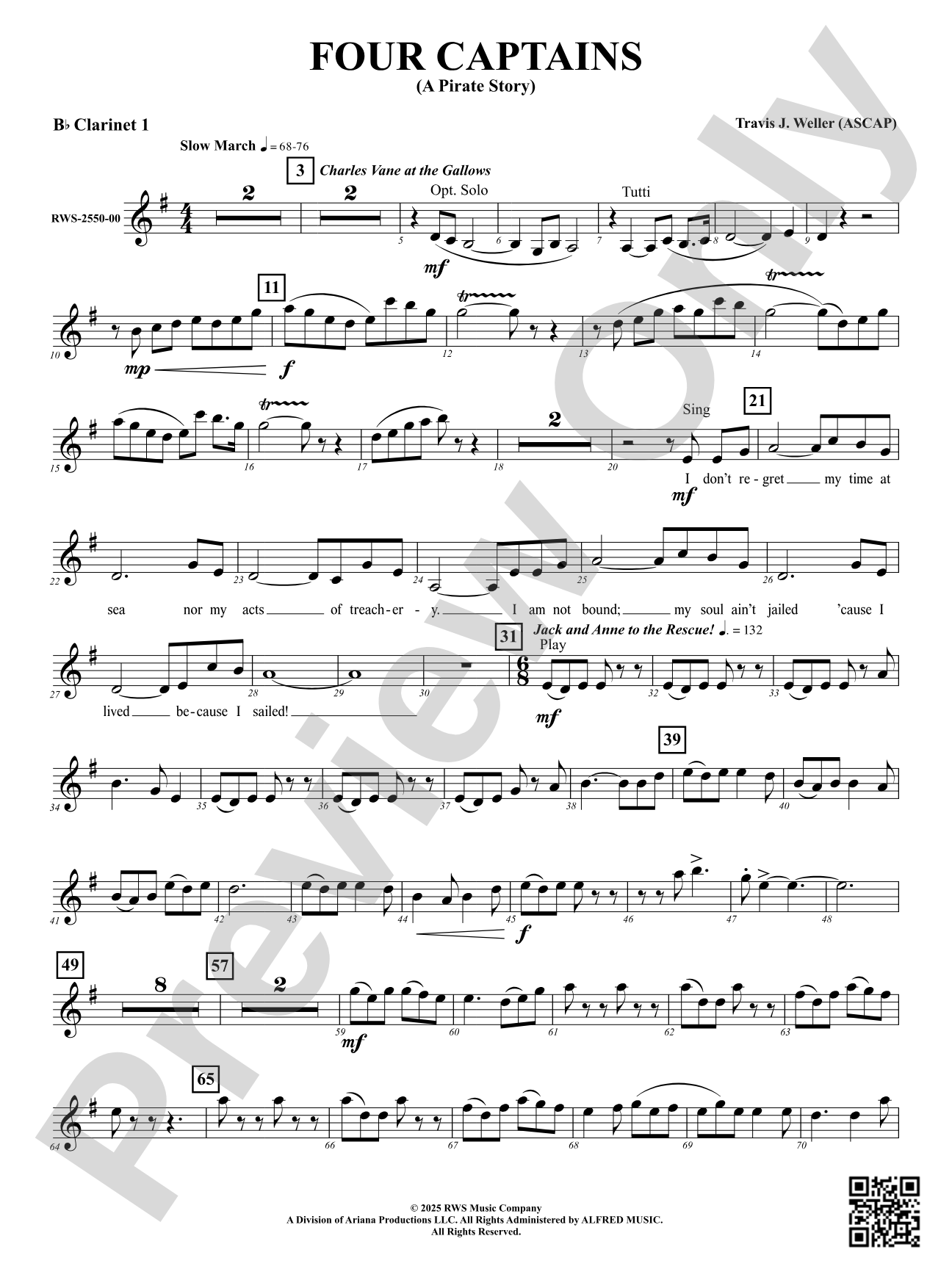 Four Captains (A Pirate Story): 1st B-flat Clarinet