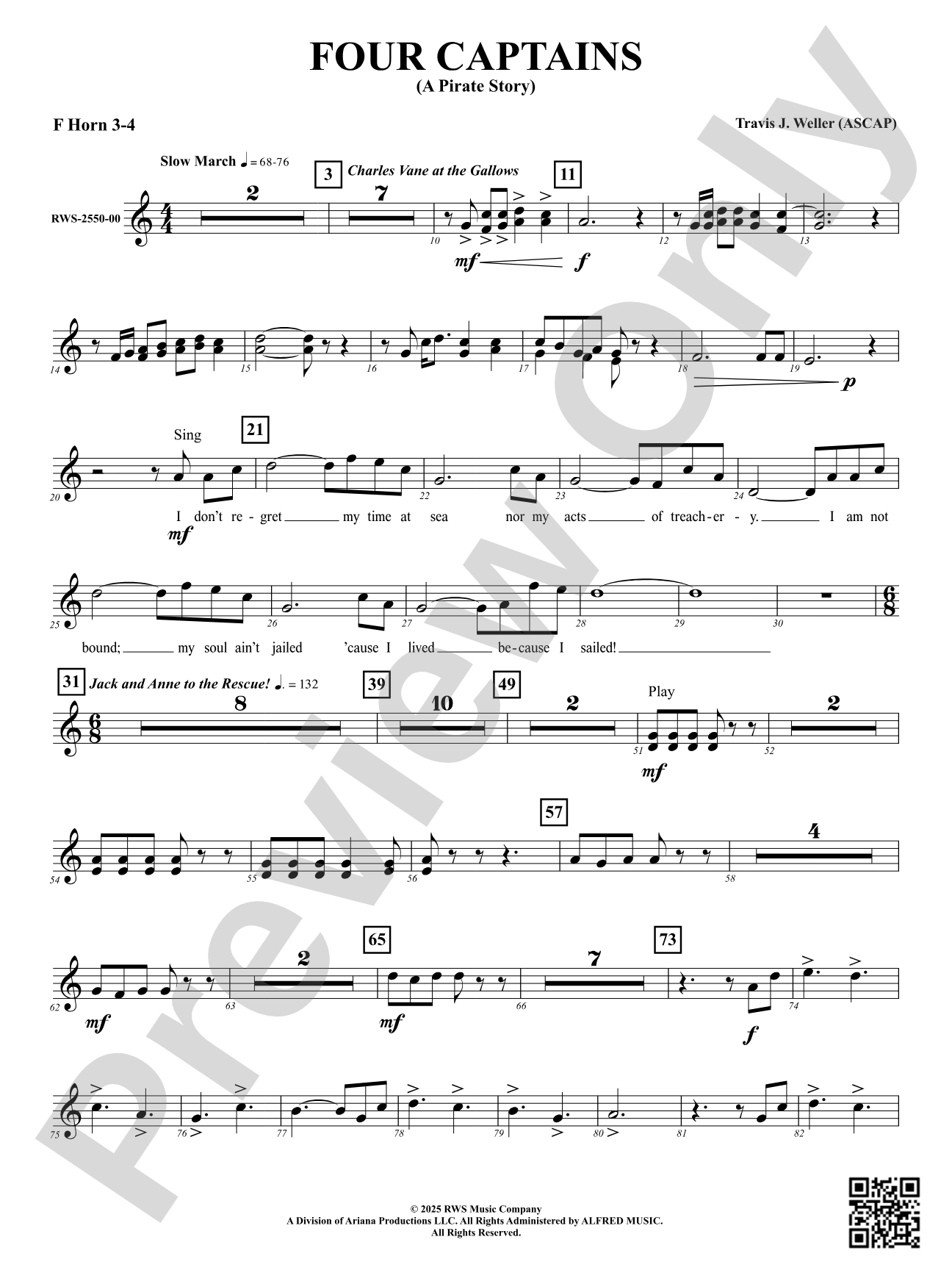 Four Captains (A Pirate Story): 3rd & 4th F Horn