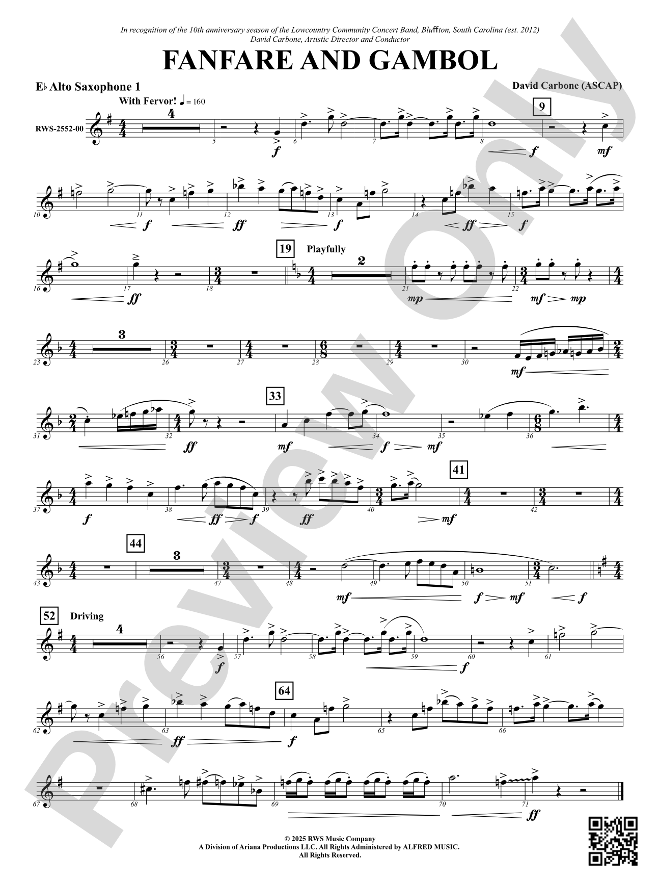 Fanfare And Gambol: 1st E-flat Alto Saxophone