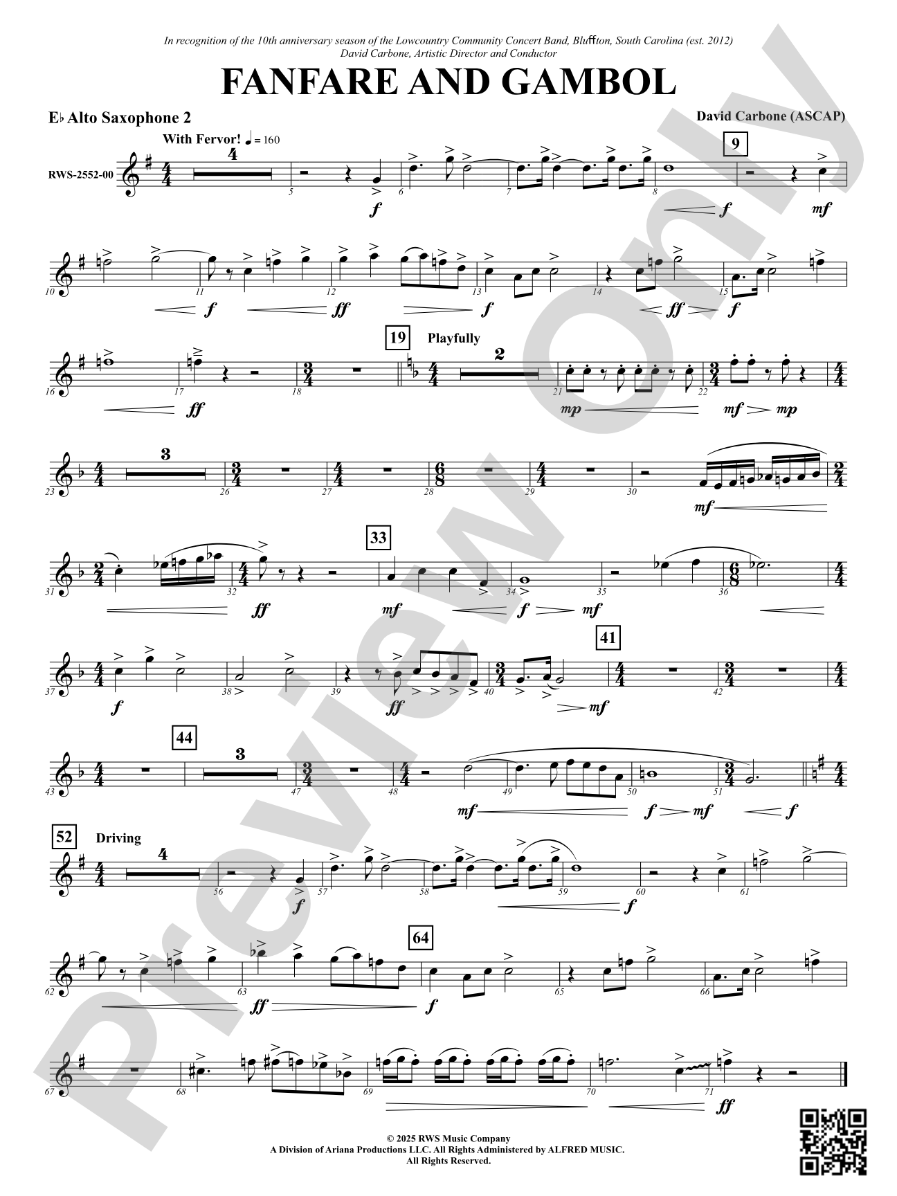Fanfare And Gambol: 2nd E-flat Alto Saxophone
