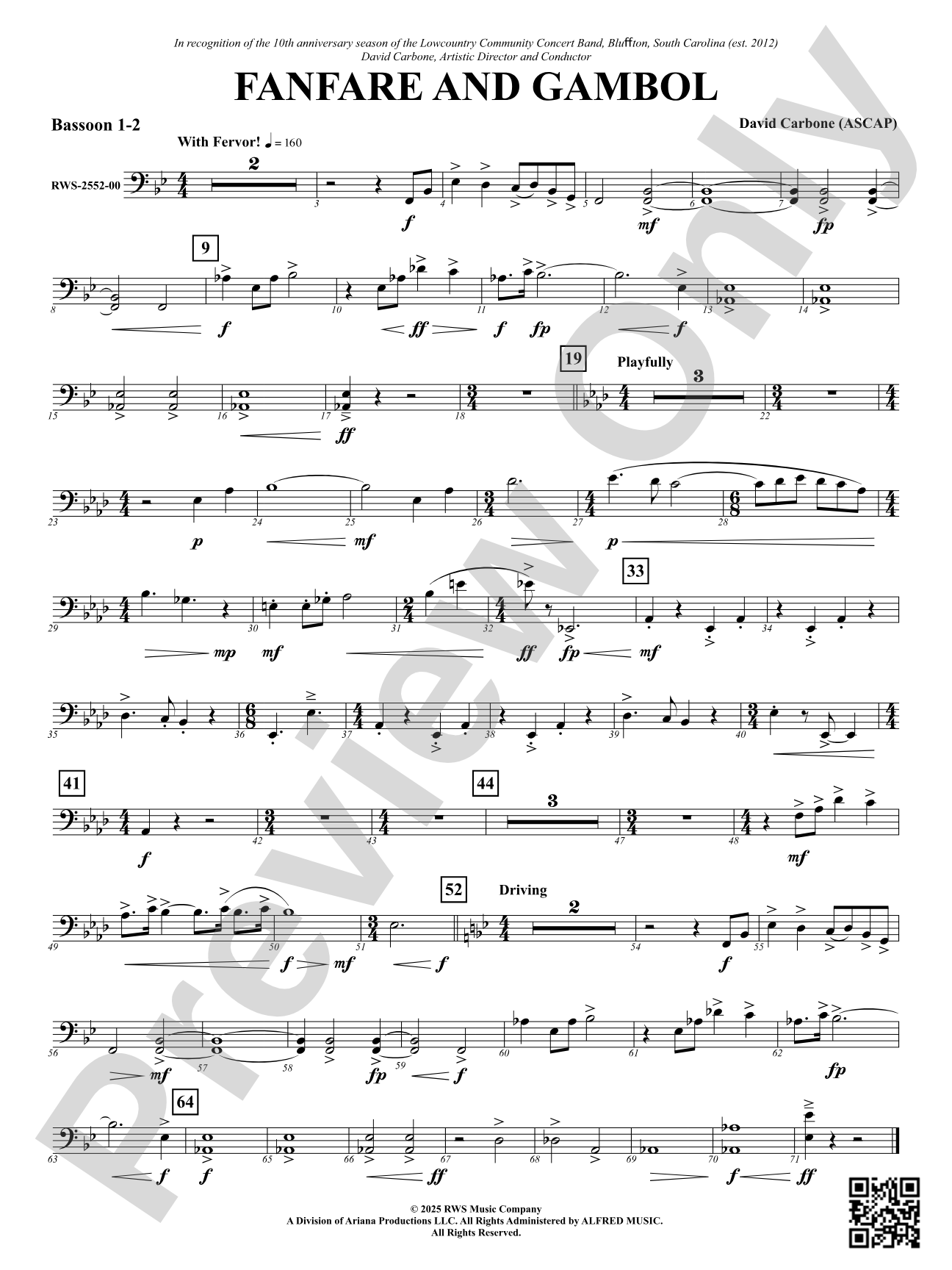 Fanfare And Gambol: 1st & 2nd Bassoon