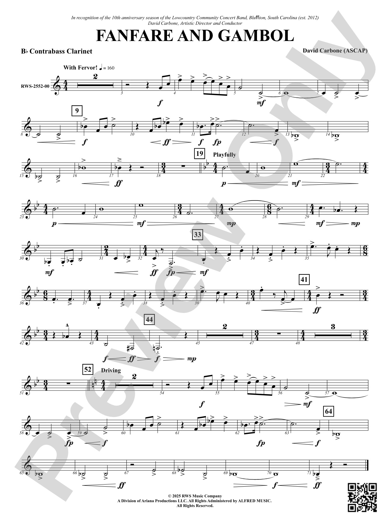 Fanfare And Gambol: B-flat Contrabass Clarinet