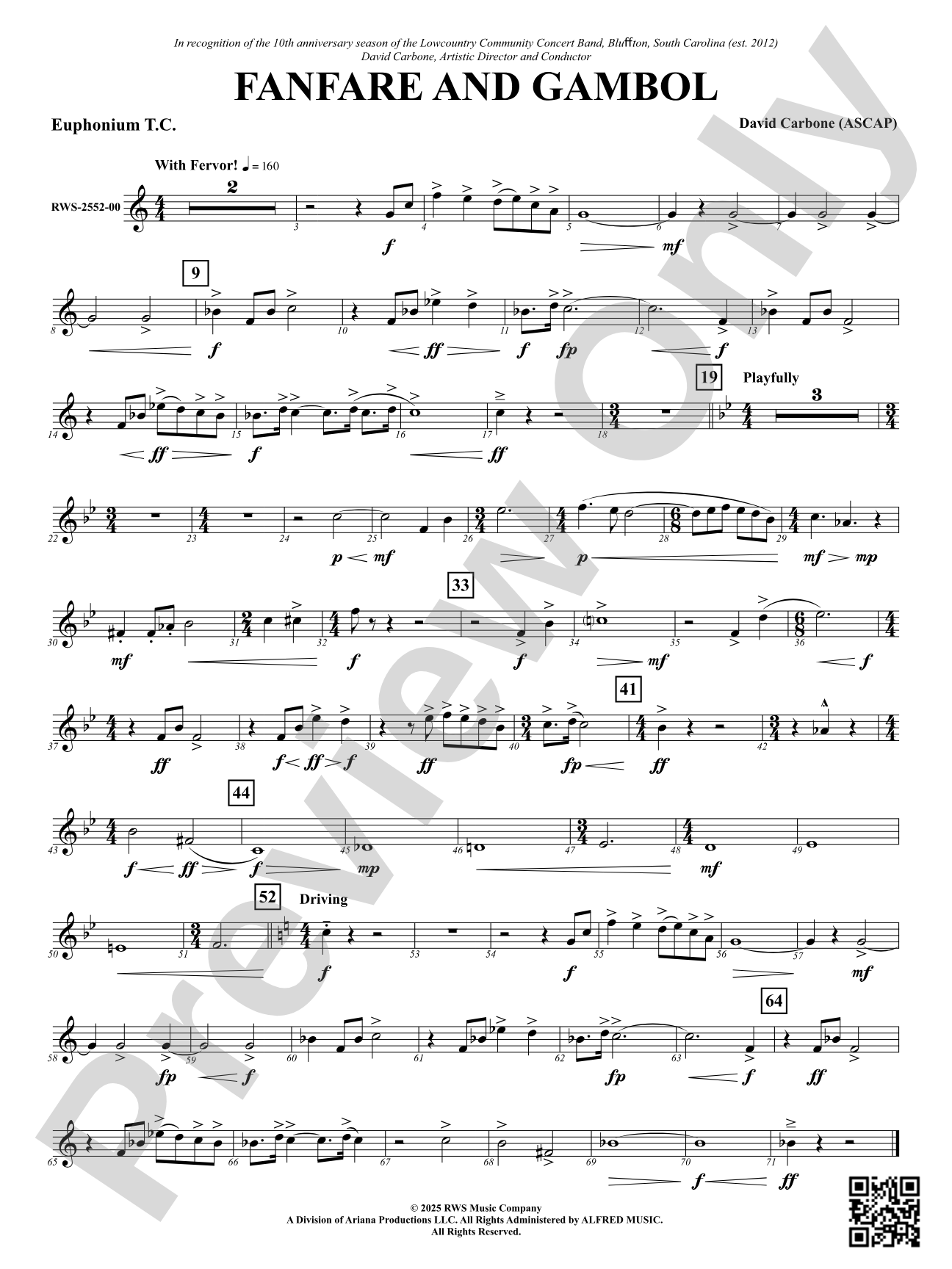 Fanfare And Gambol: Euphonium T.C.