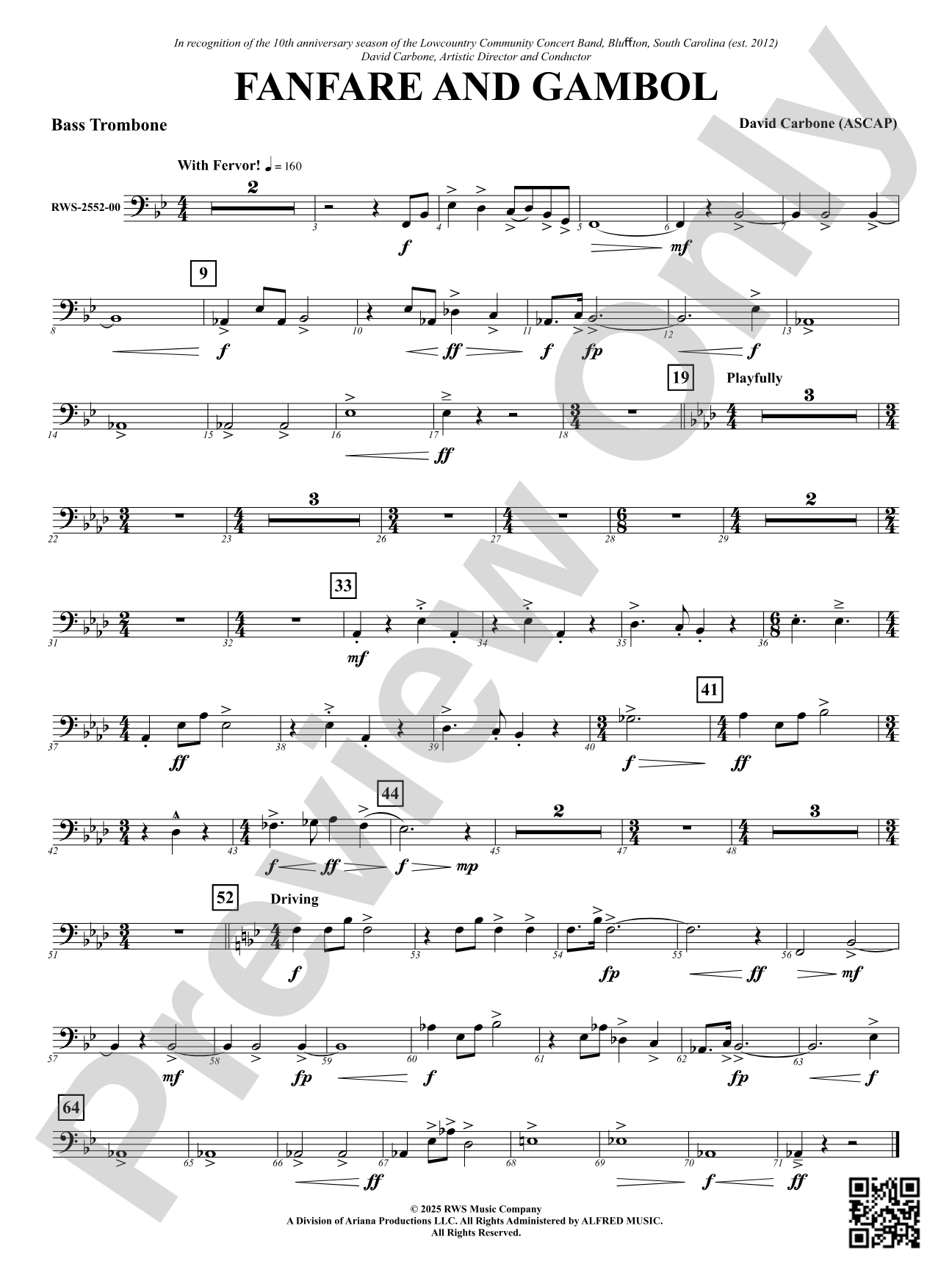 Fanfare And Gambol: Bass Trombone