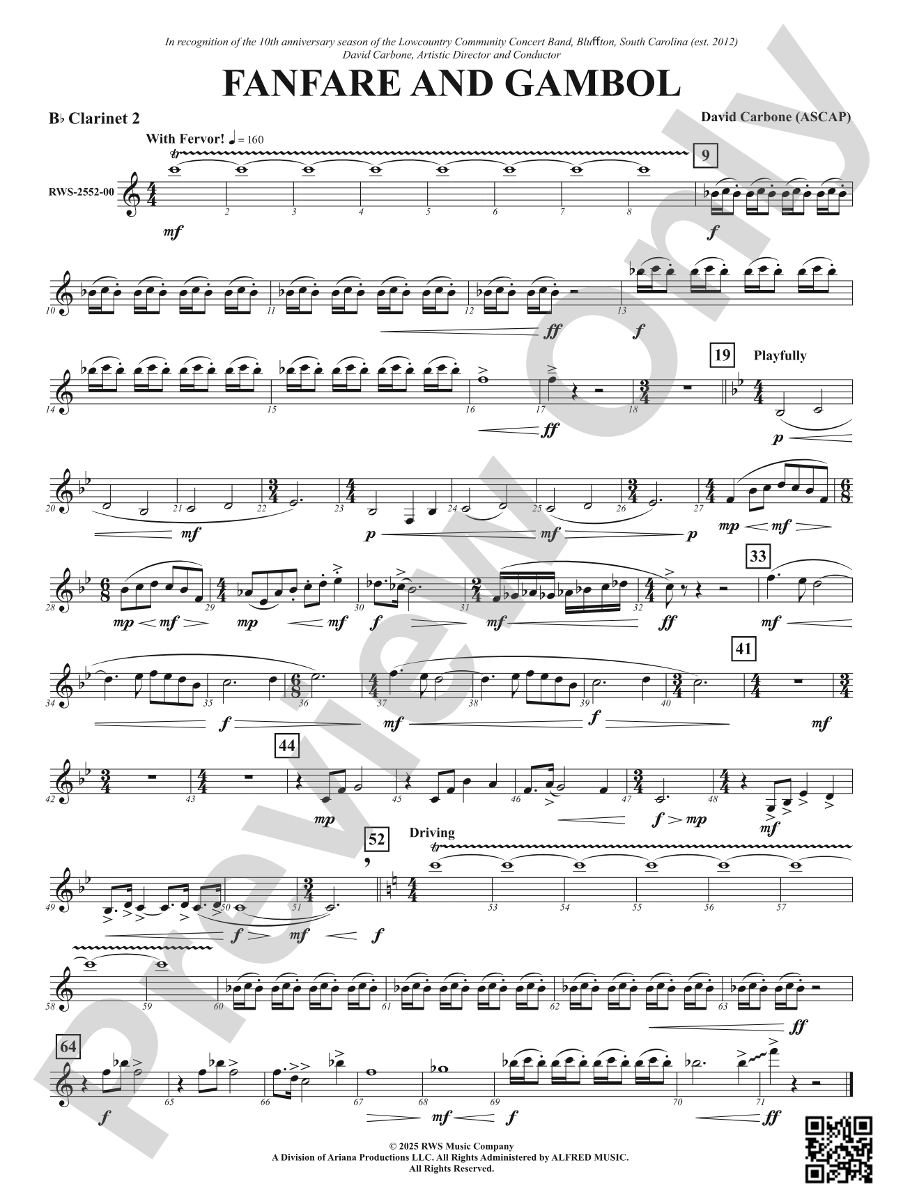 Fanfare And Gambol: 2nd B-flat Clarinet