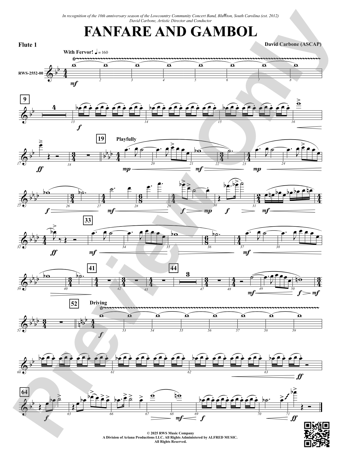 Fanfare And Gambol: 1st Flute