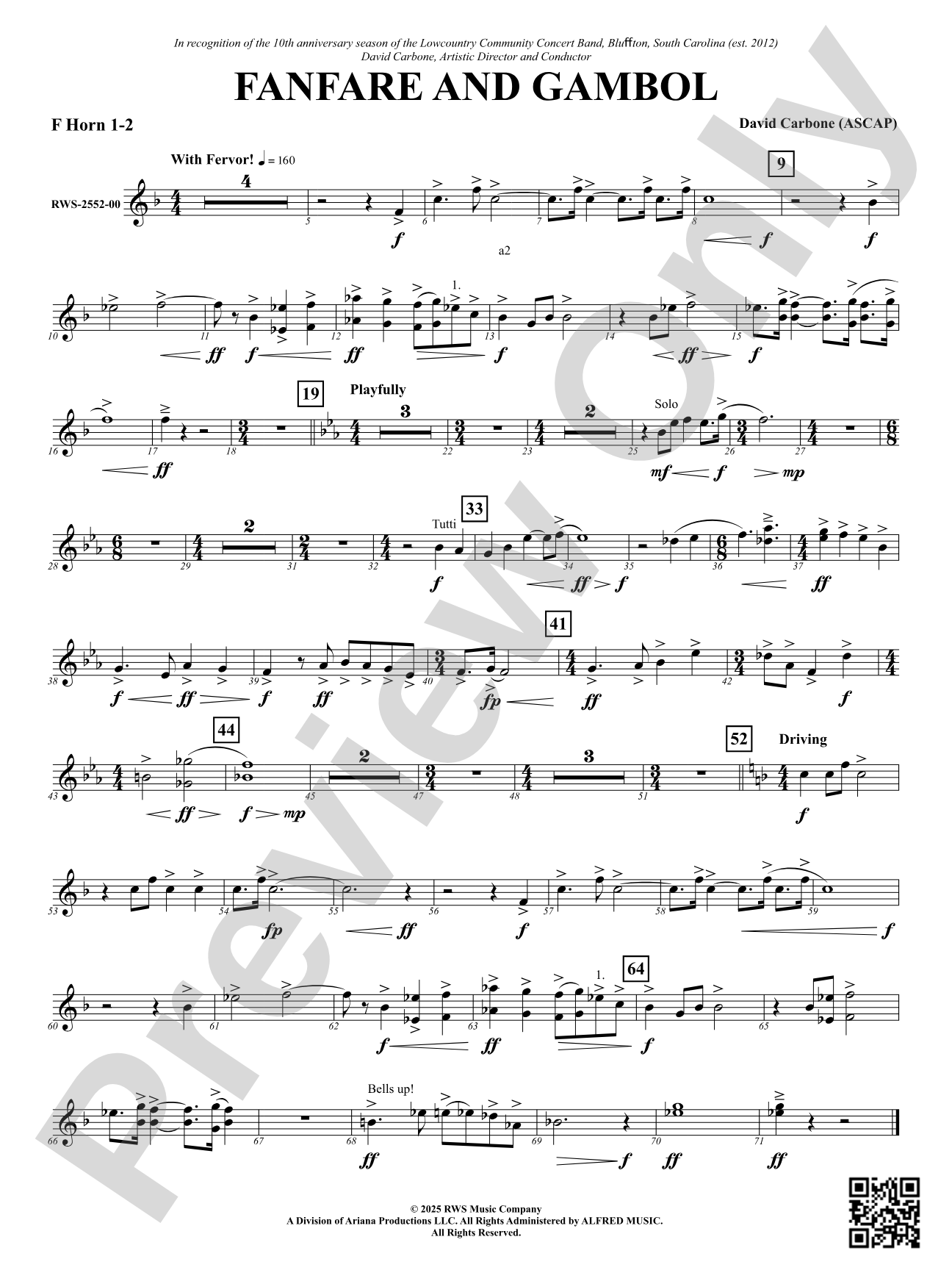 Fanfare And Gambol: 1st & 2nd F Horn