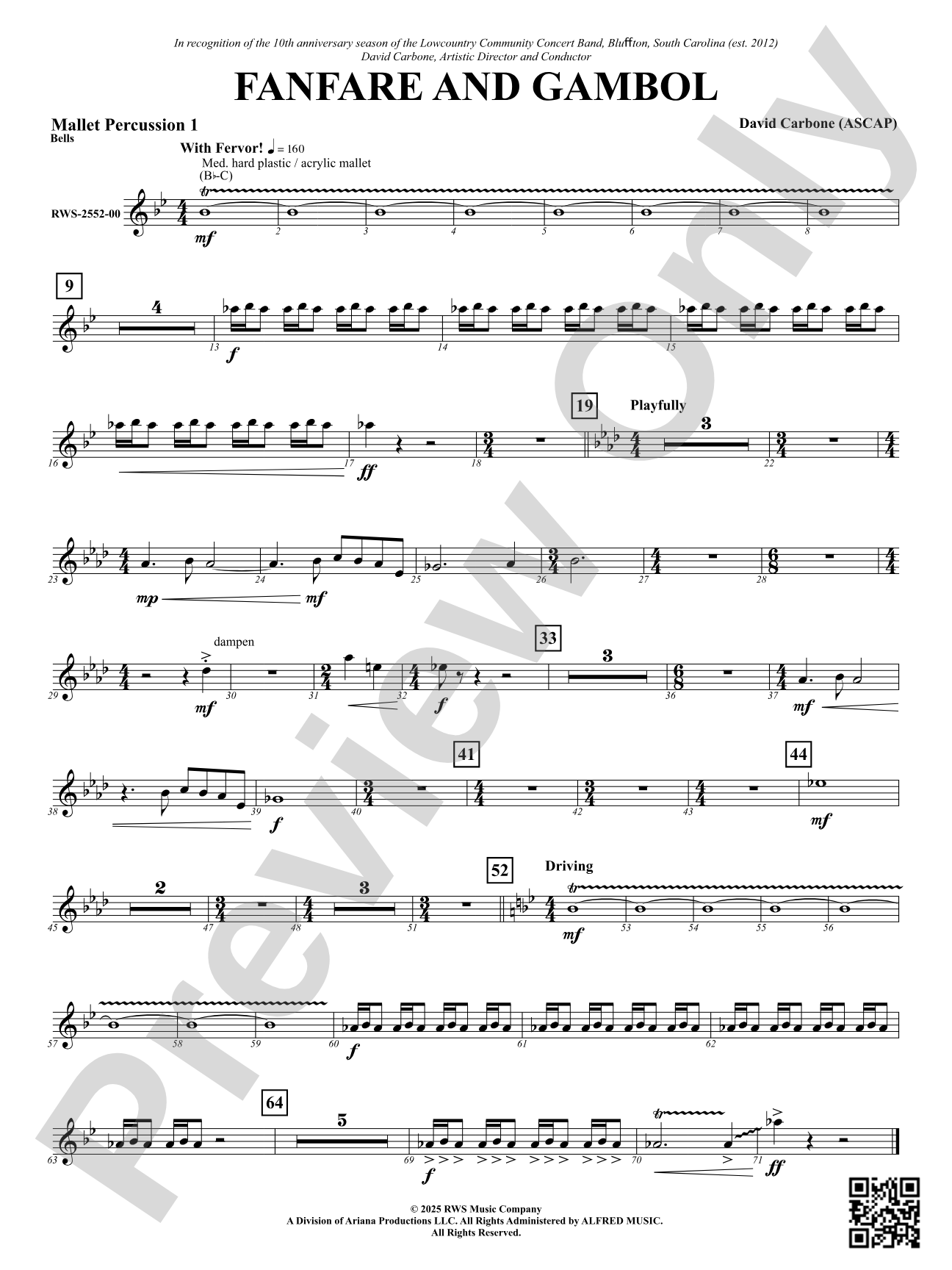 Fanfare And Gambol: 1st Mallet Percussion
