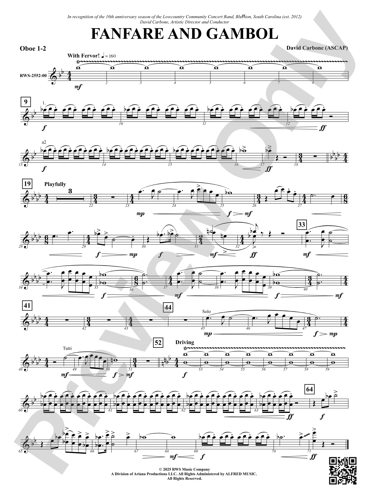 Fanfare And Gambol: 1st & 2nd Oboe