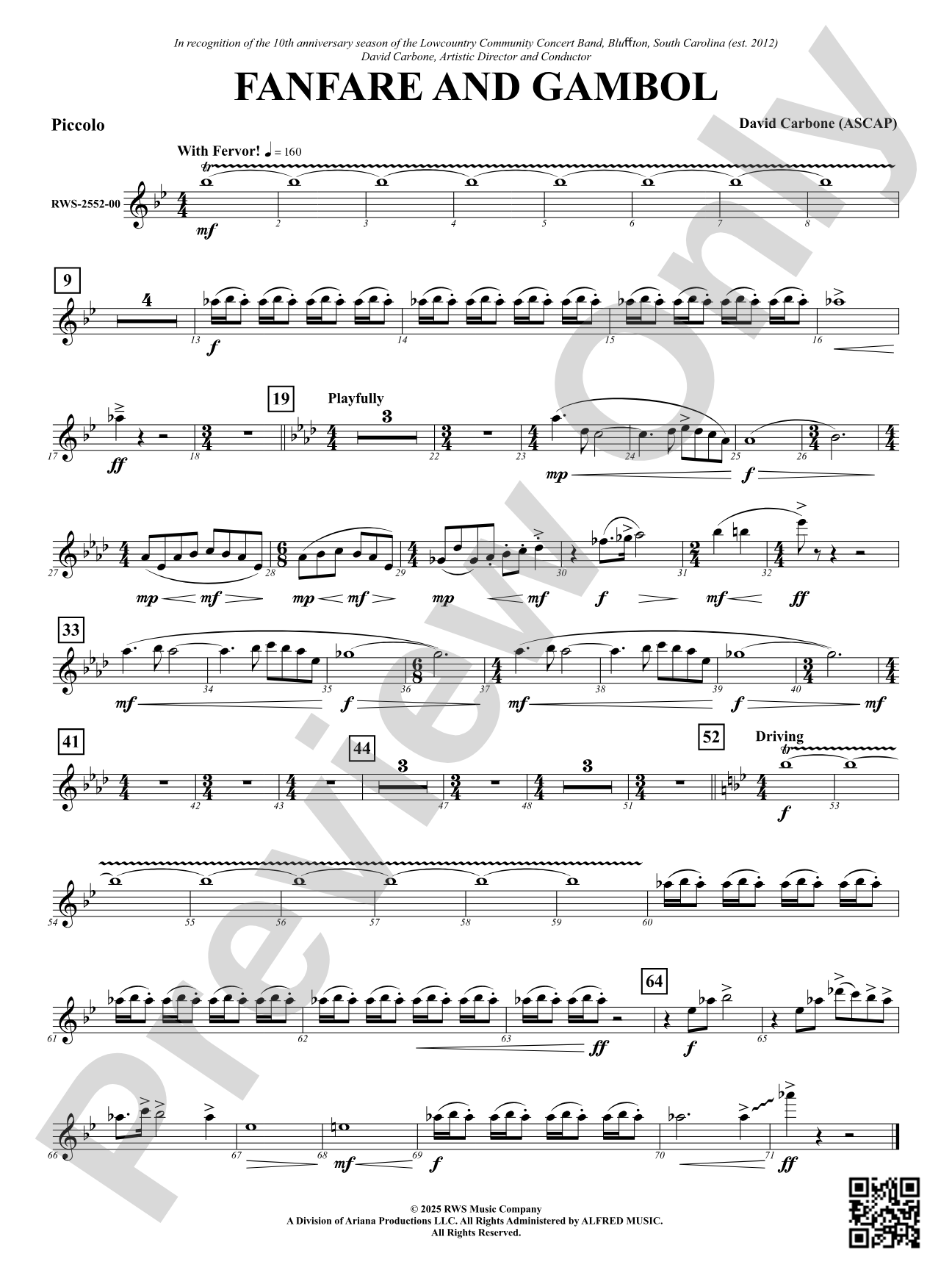 Fanfare And Gambol: Piccolo