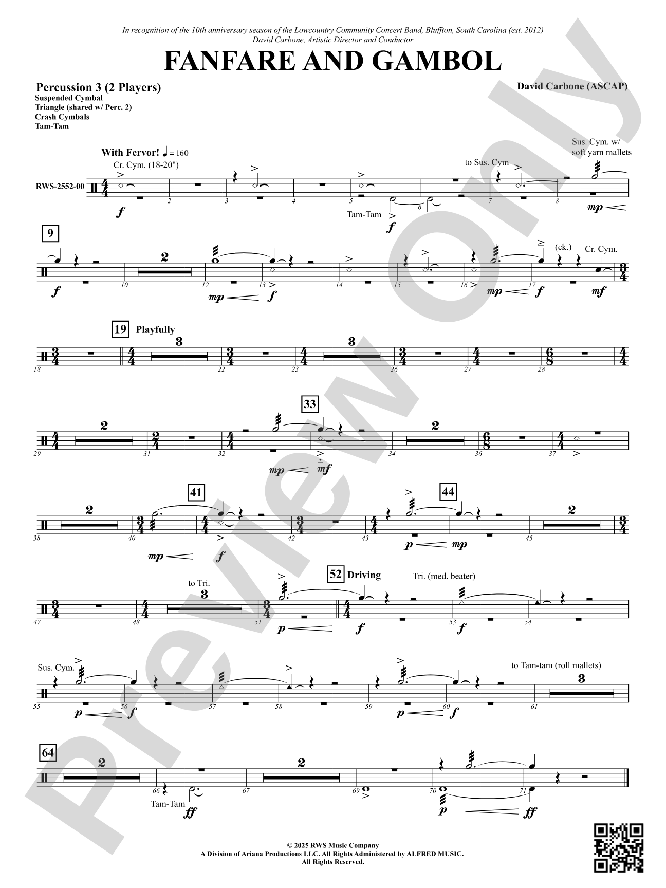 Fanfare And Gambol: 3rd Percussion