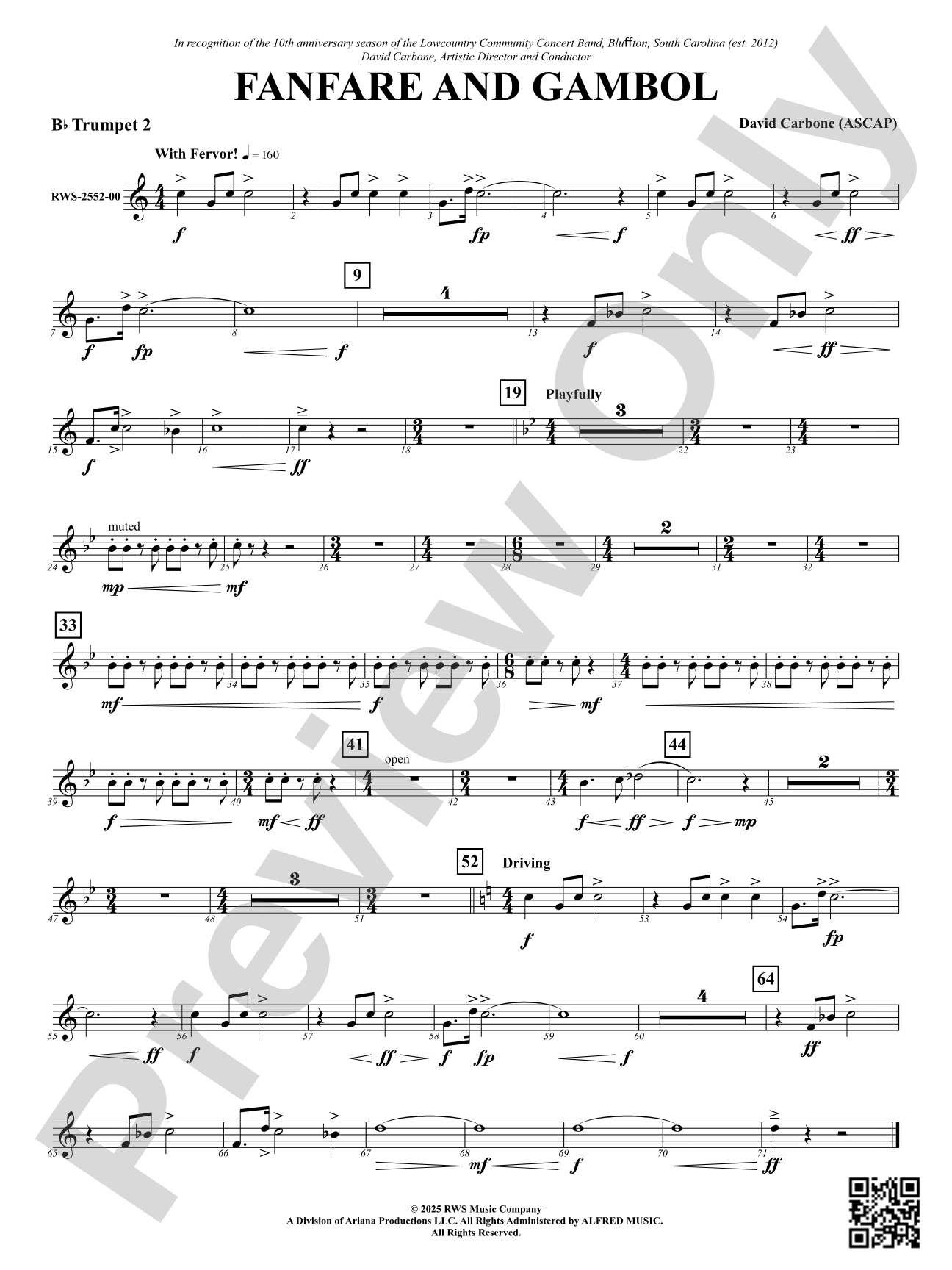 Fanfare And Gambol: 2nd B-flat Trumpet