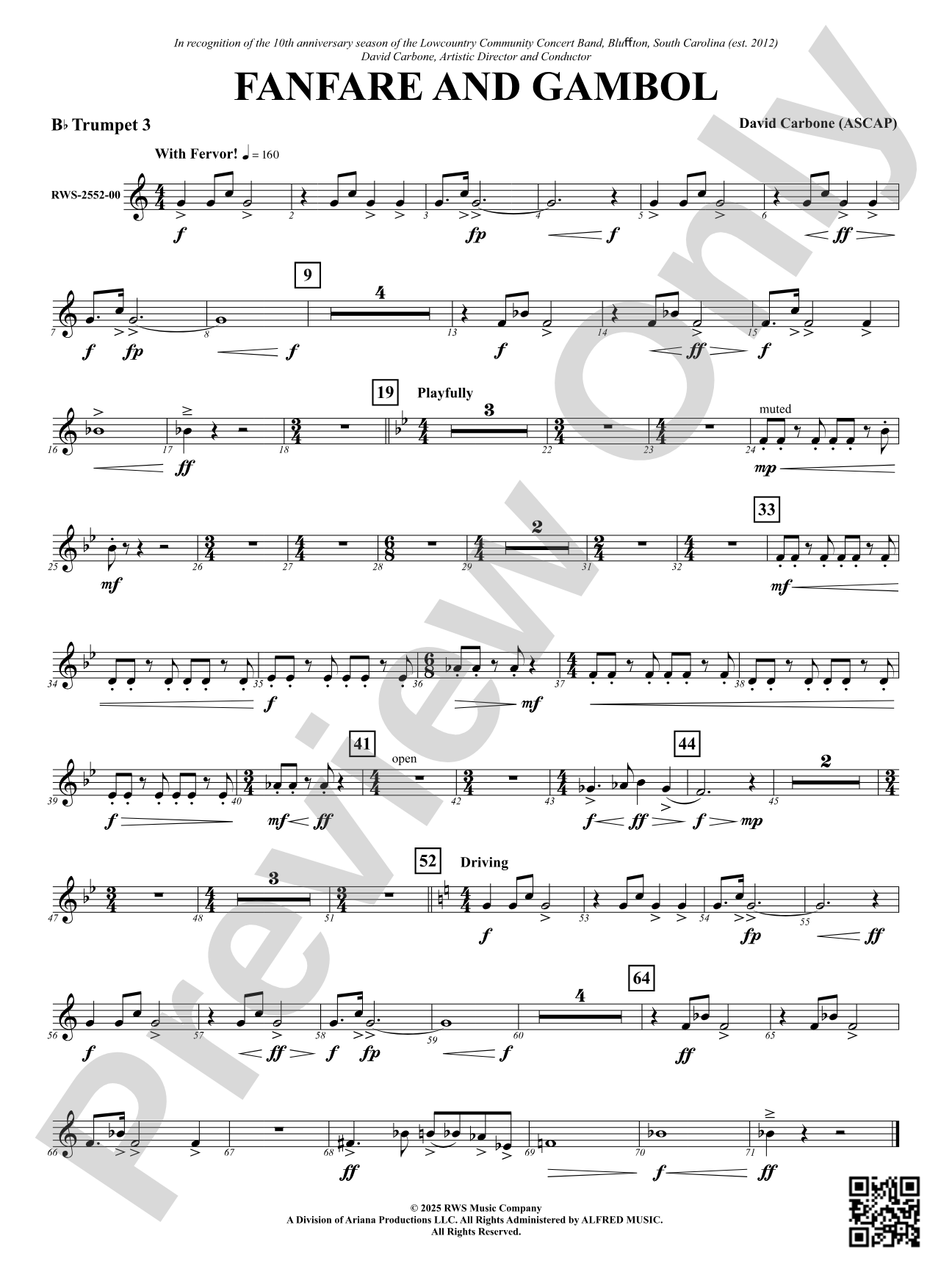 Fanfare And Gambol: 3rd B-flat Trumpet