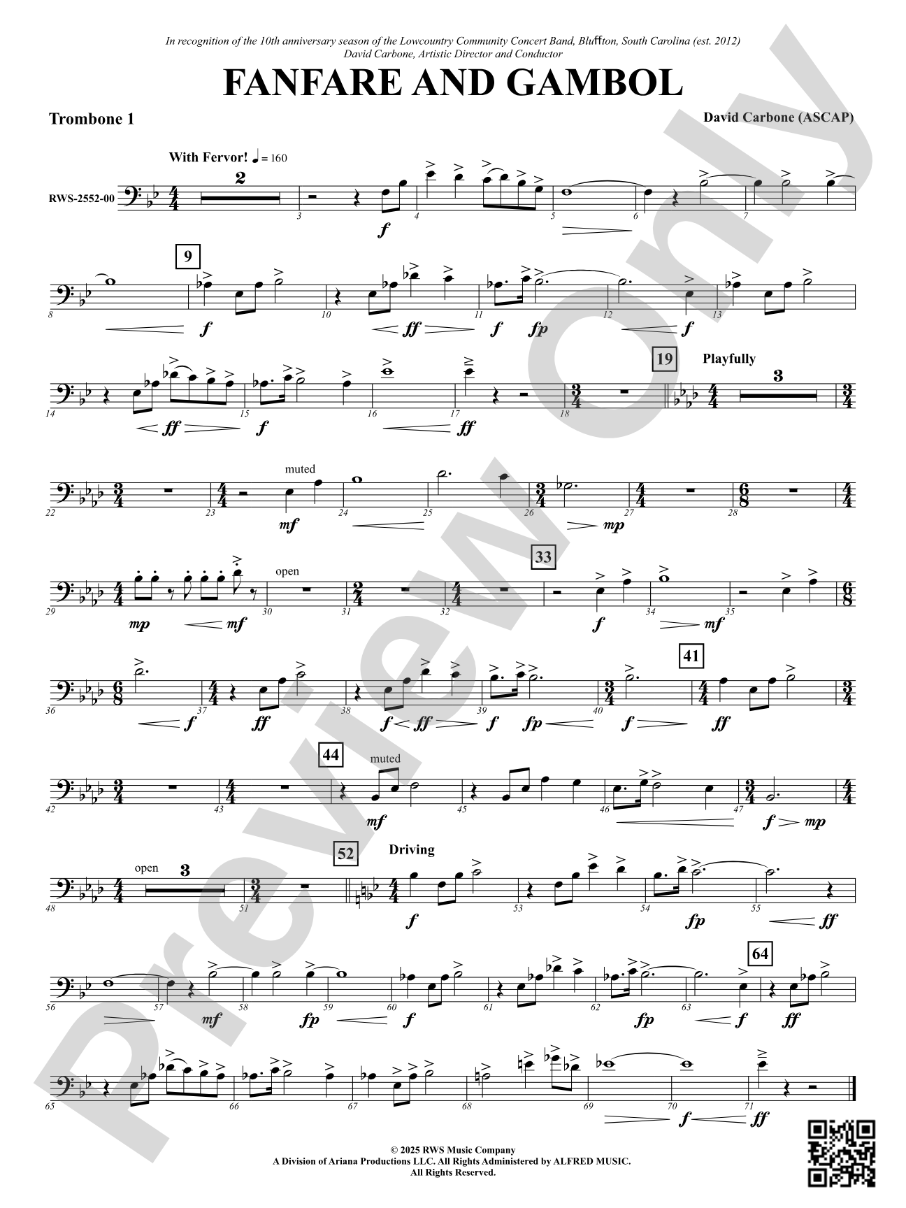 Fanfare And Gambol: 1st Trombone