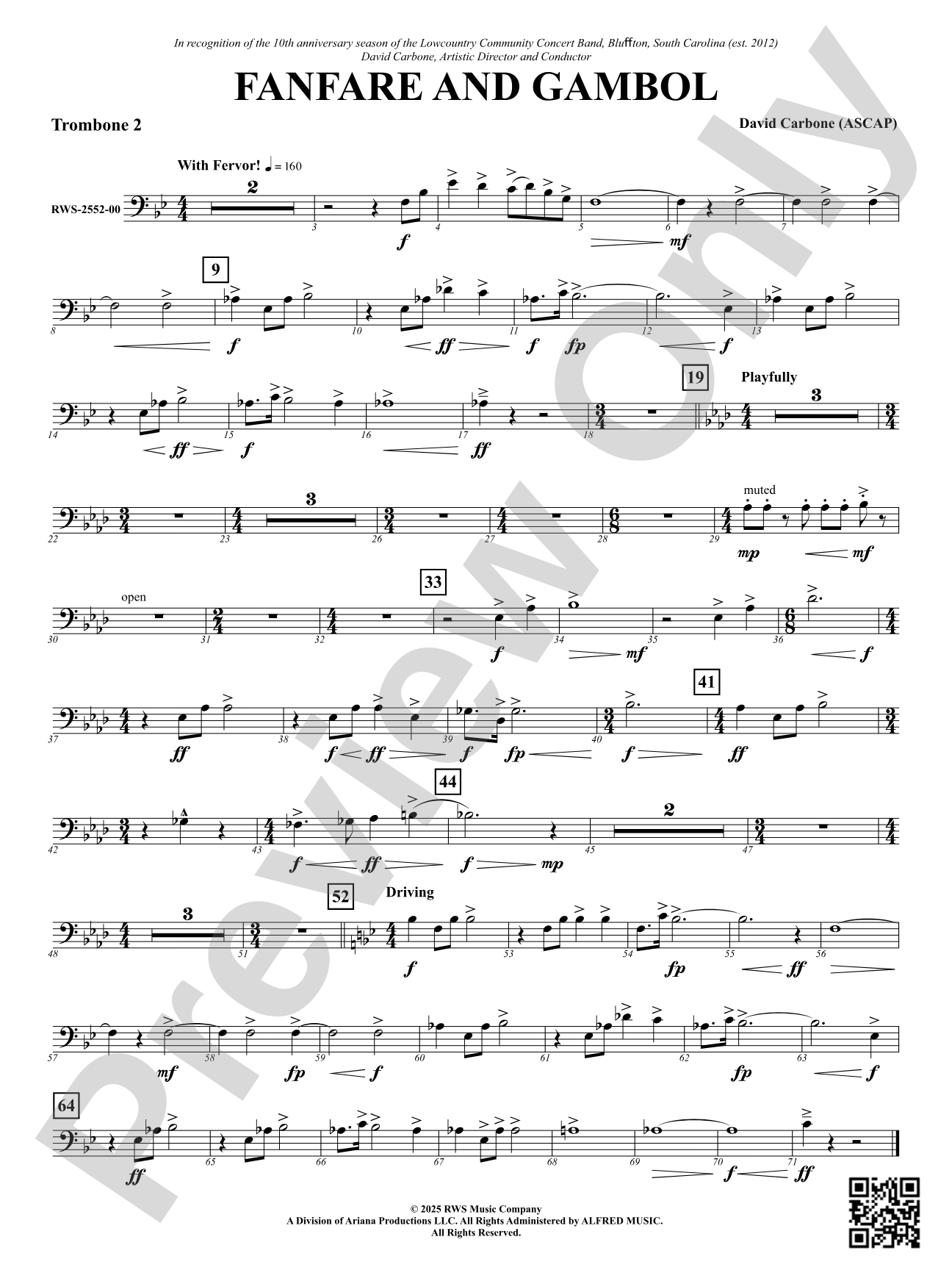 Fanfare And Gambol: 2nd Trombone