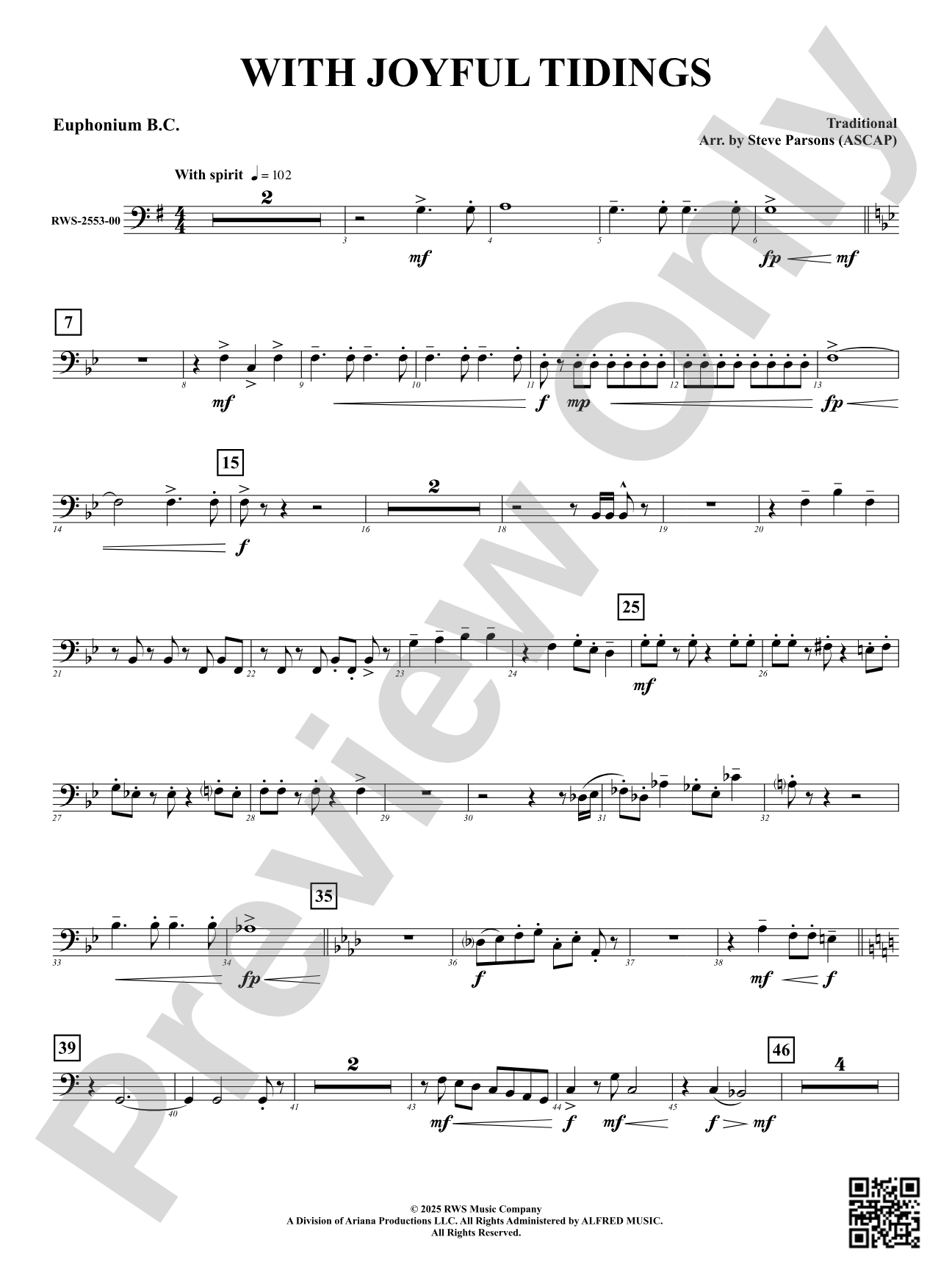 With Joyful Tidings: Euphonium B.C.