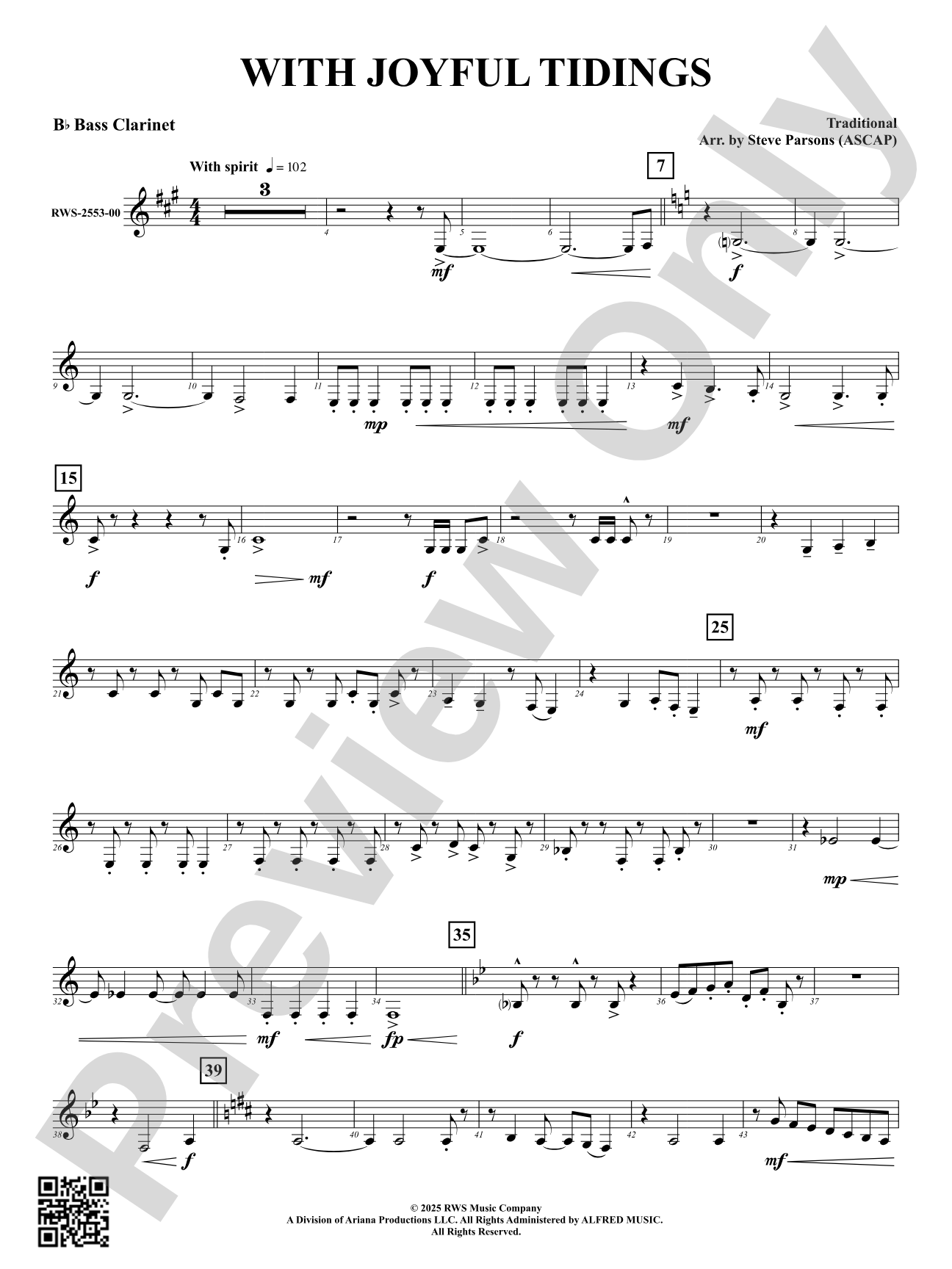 With Joyful Tidings: B-flat Bass Clarinet