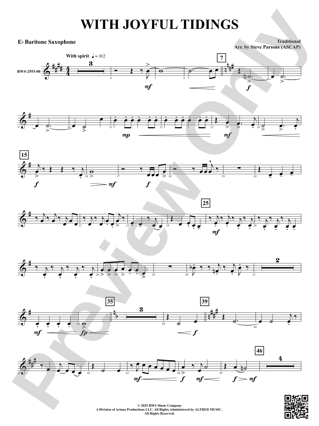 With Joyful Tidings: E-flat Baritone Saxophone